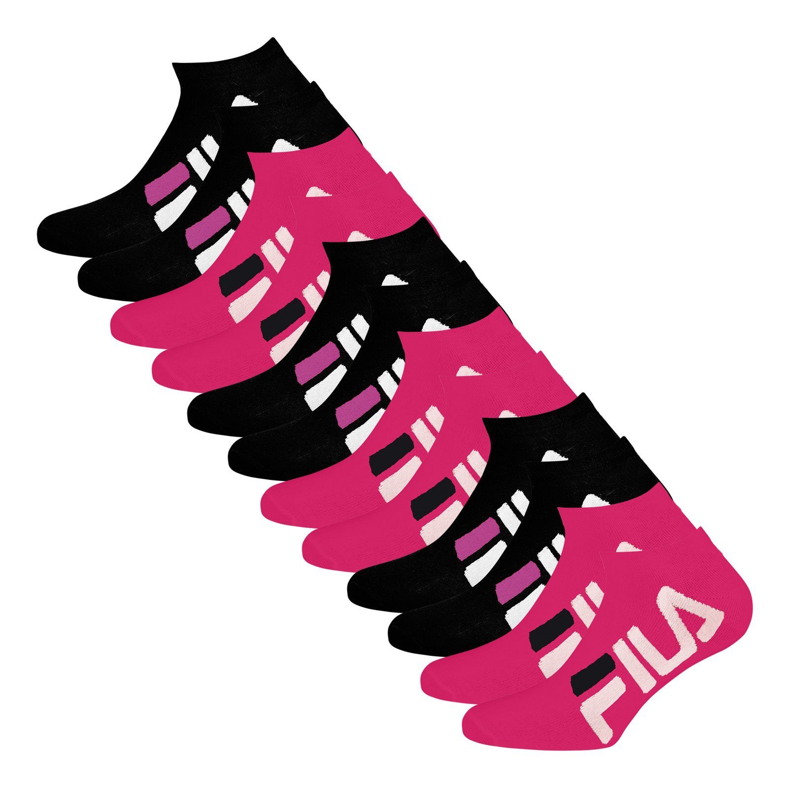 629 black / Sneakersocken Inivisible Calza (6-Paar) Markenschriftzug Fila Socks mit fuxia großem