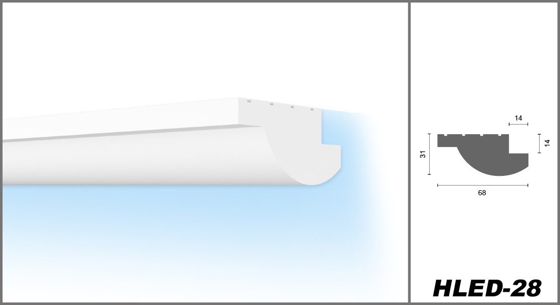 HEXIMO Eckprofil HLED 28 (LED-Schattenfugenprofil Stuckleisten, günstig online kaufen