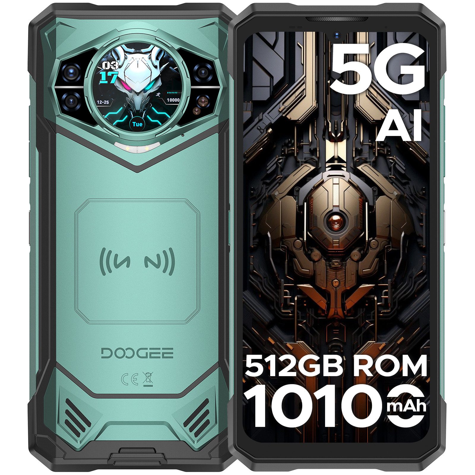 DOOGEE S200X 5G 10100mAh outdoor Handy 12+512GB 6.72" Ohne Vertrag outdoor Smartphone (17 cm/6.72 Zoll, 512 GB Speicherplatz, 100 MP Kamera, Zwei Bildschirme+120Hz, 33W Schnellladung, 100MP AI Kamera mobile phone)