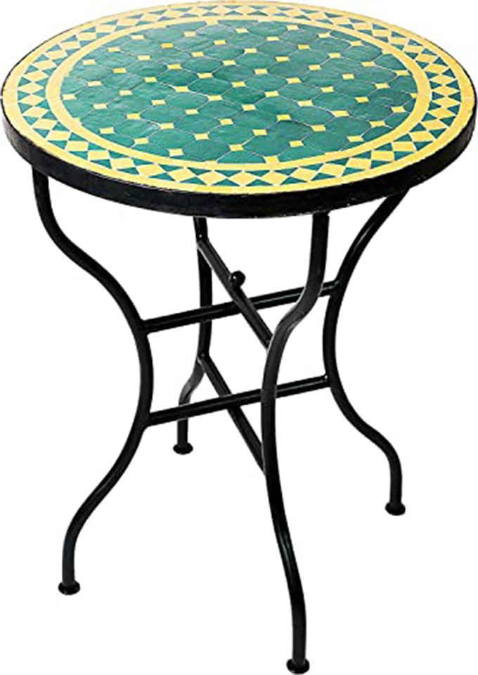 Marrakesch Orient & Mediterran Interior Gartentisch Mosaiktisch Marrakesch 60cm rund, Beistelltisch, Gartentisch, Esstisch, Handarbeit