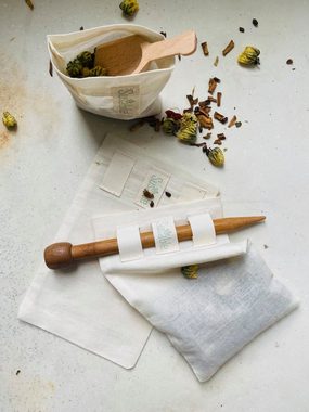 Susable Teesieb Wiederverwendbare Teefilter 100% Baumwolle Tebeutel inkl Bambus stick, (2-St), 100% Baumwolle, für Blätter und würzig, 2 Größen: 8x10cm, 9x14cm