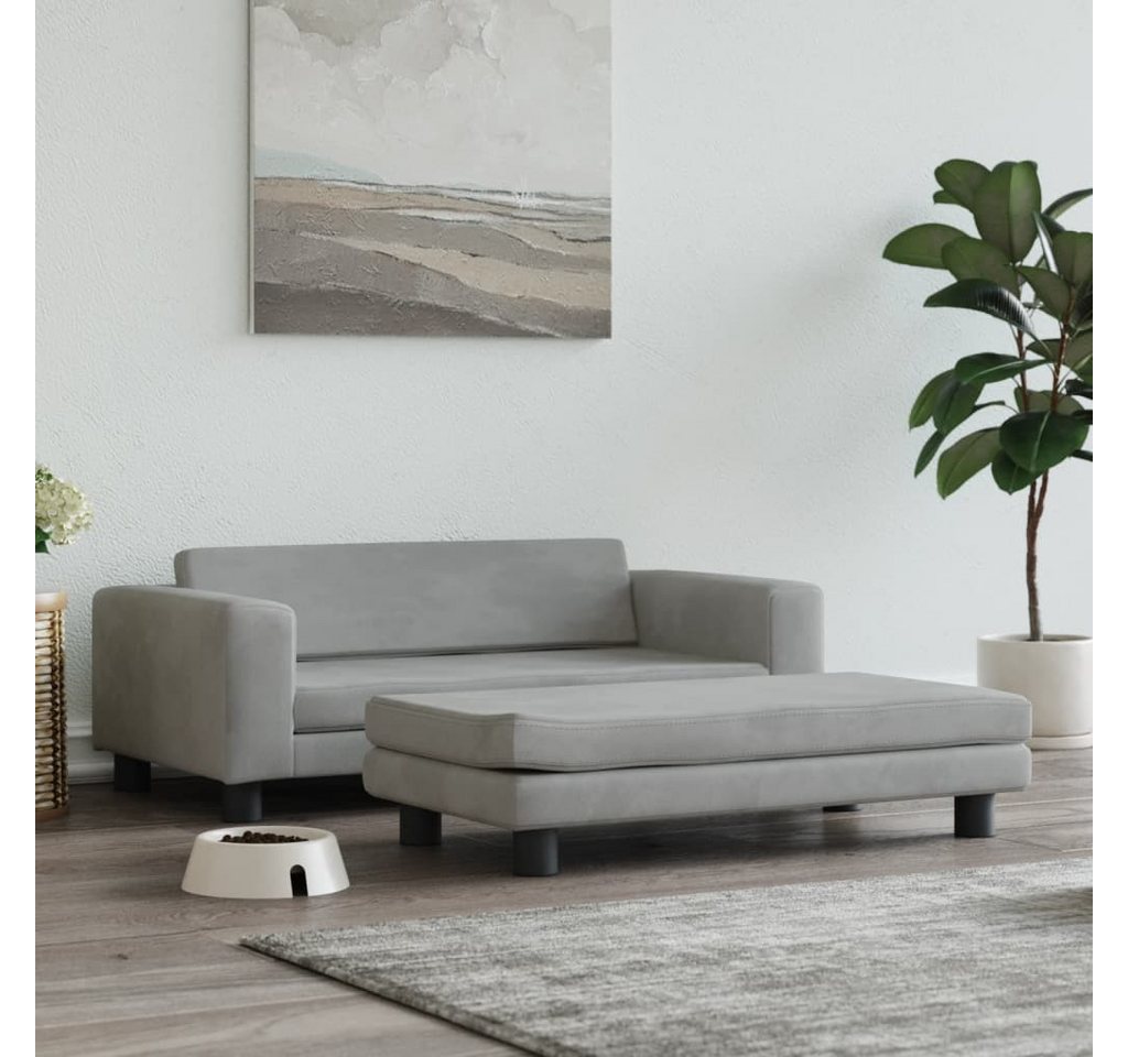 Thumbnail - vidaXL Tierbett, Hundebett mit Verlängerung Hellgrau 100x50x30 cm Samt