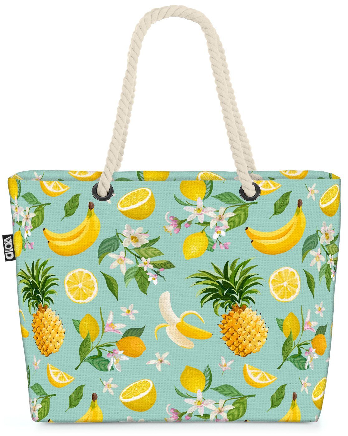 VOID Strandtasche (1-tlg), Südfrüchte Beach Bag Ananas Banane Zitrone Früchte Essen Kochen Küche Obst Esse