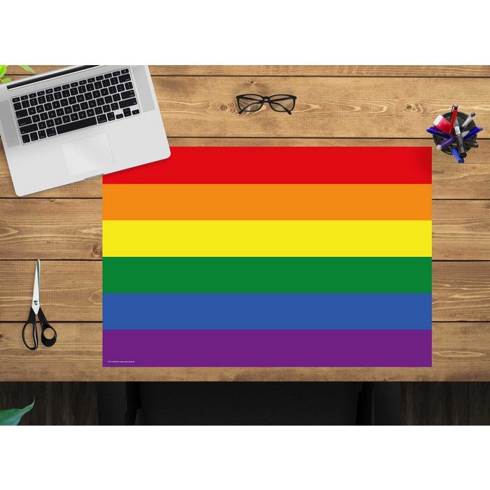 cover-your-desk.de Schreibtischunterlage Flagge Regenbogen – 60 x 40 cm und 70 x 50 cm – Schreibunterlage aus Premium-Vinyl für Kinder und Erwachsene (1 tlg)