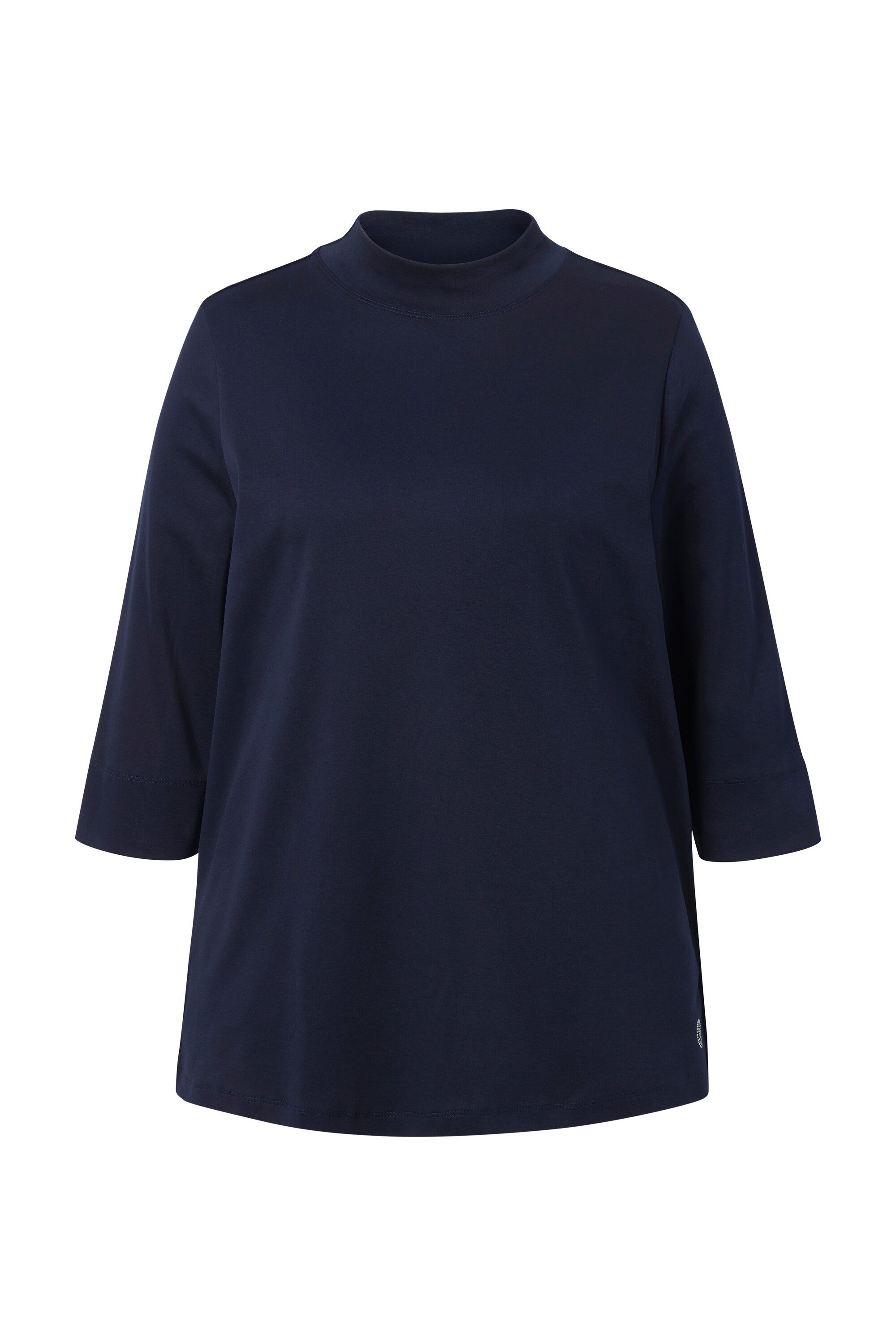 Ulla Popken T-Shirt Shirt A-Linie Stehkragen 3/4-Arm Pima Cotton günstig online kaufen