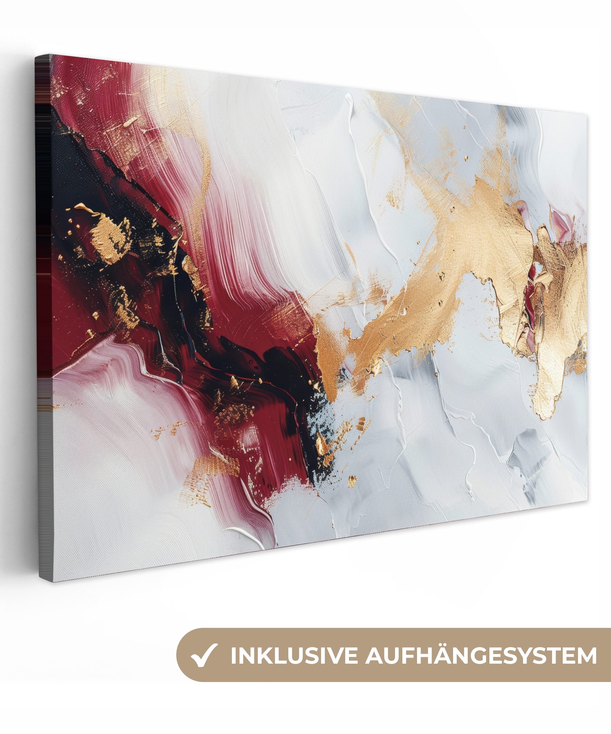 OneMillionCanvasses® Leinwandbild Rot - Abstrakt - Gold - Modern, Fotodruck günstig online kaufen