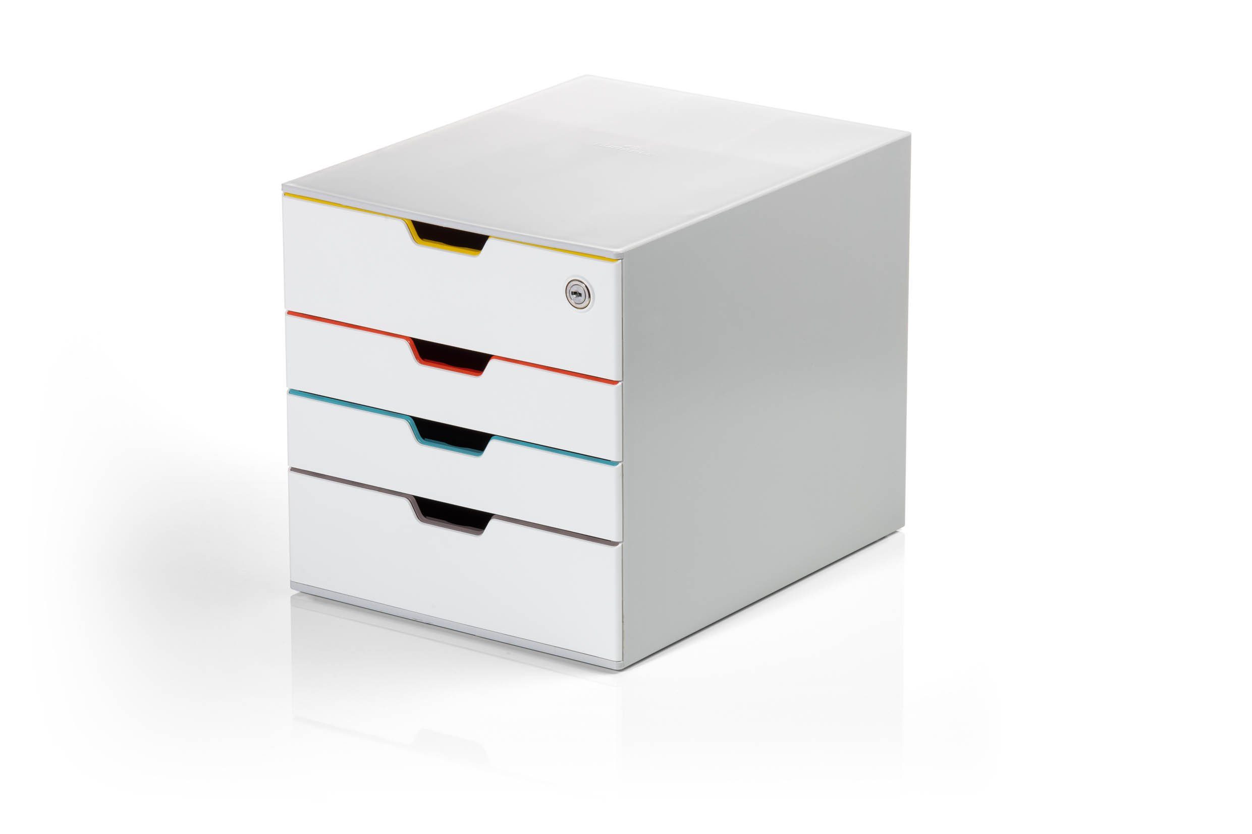 DURABLE Schubladenbox Durable Varicolor Mix Safe, Durable Schubladenbox abschließbar (Varicolor 4 Mix Safe) 4 Fächer, mi