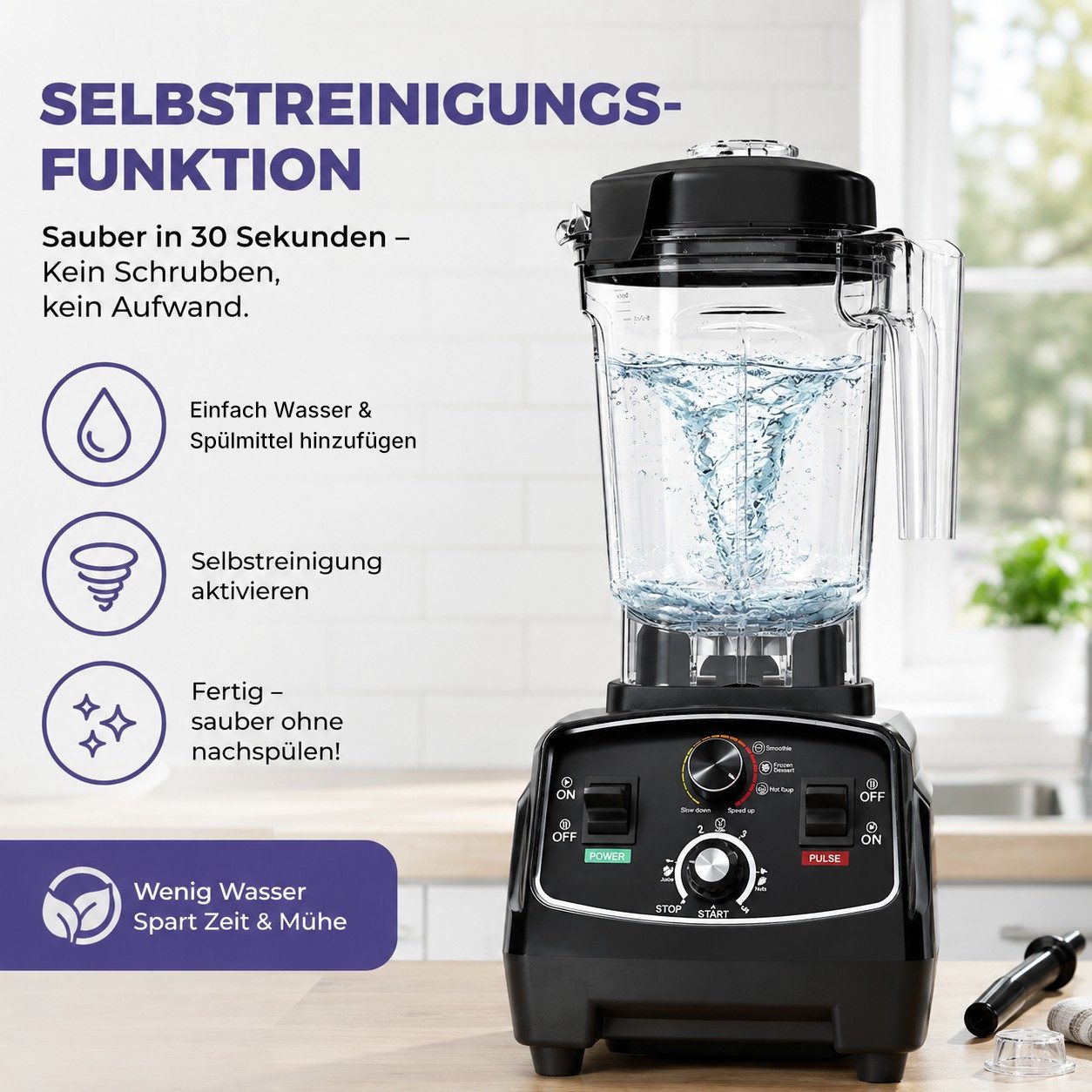 Forrlite Slow Juicer 2026 Neu 3000W Standmixer, 2L Mixer Smoothie Maker, Shaker für Protein, 38.000 U/Min Hochleistungsmixer, mit Rührstab, Selbstreinigend, Tim – Bild 5 von 5