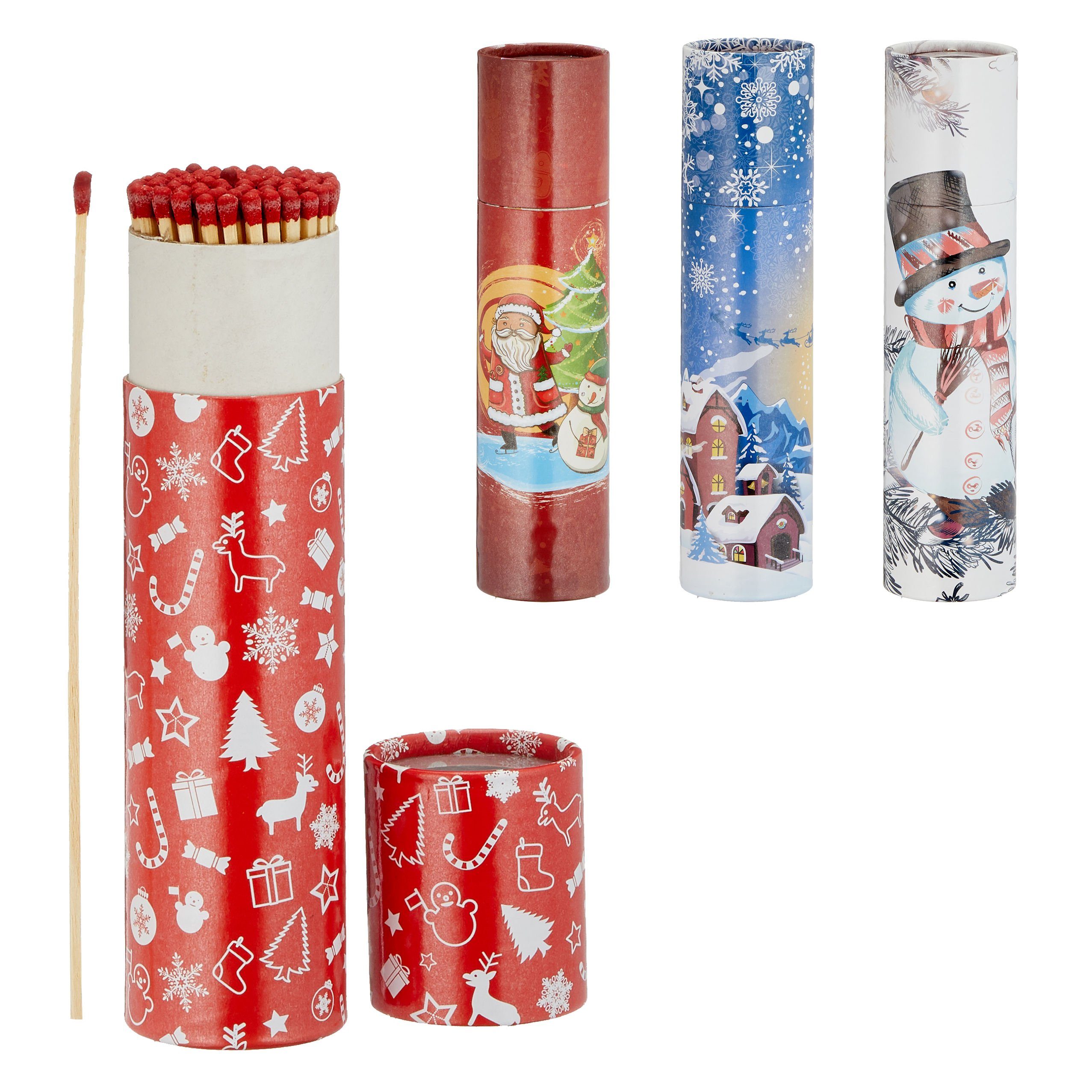 Spetebo Feuerzeug XXL Kamin Streichhölzer "Weihnachten" - 4er Set (Set, 300-St., 4-teilig), Maxi Jumbo Zündholz für Kamin Grill und Lagerfeuer