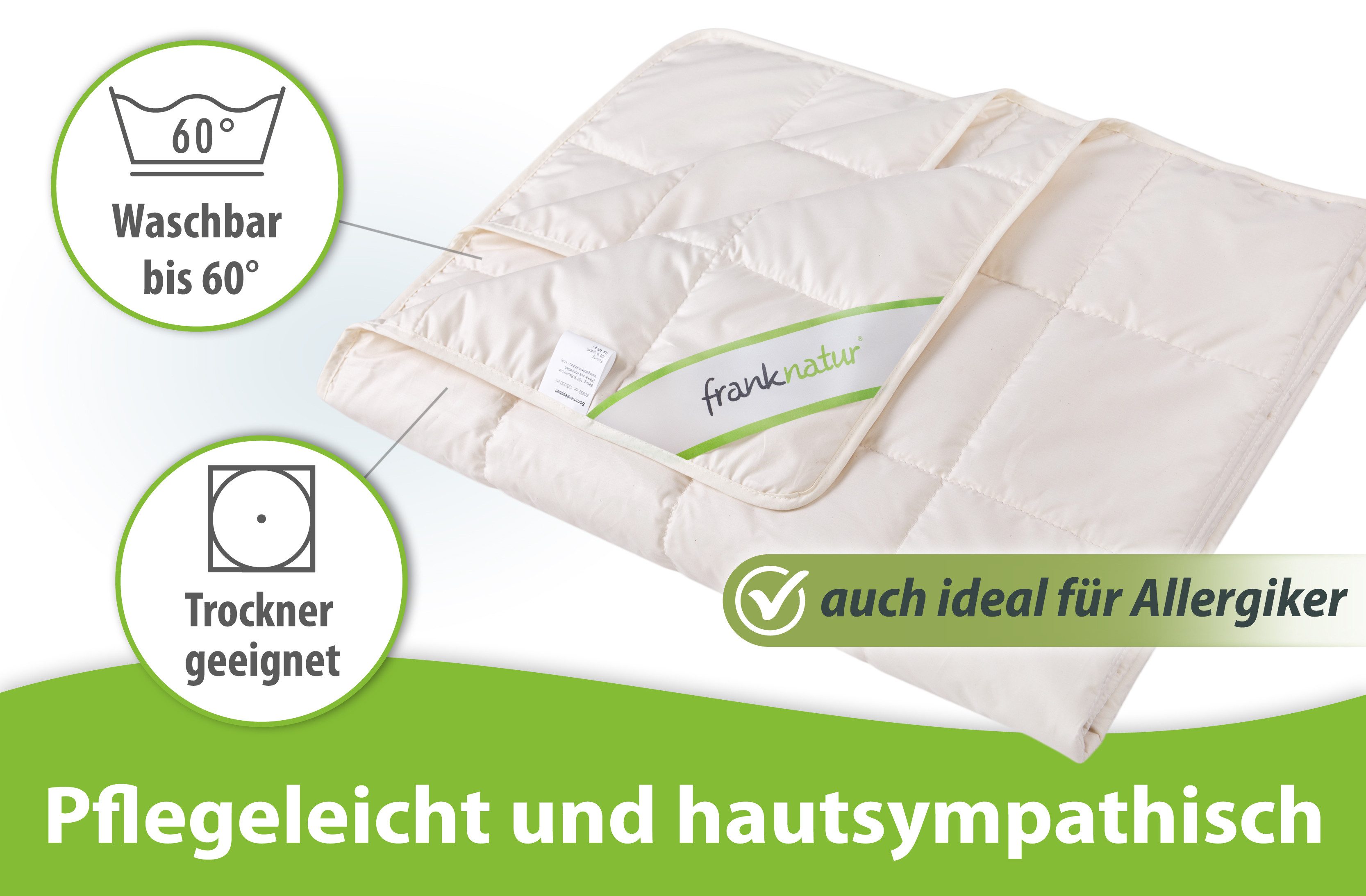 franknatur Naturfaserbettdecke Sommerdecke Lyocell Bio, Füllung: 100% Lyocell/Tencel®, Bezug: 100% Baumwolle kbA, leichte temperaturregulierende Sommer-Bettdeck – Bild 3 von 5