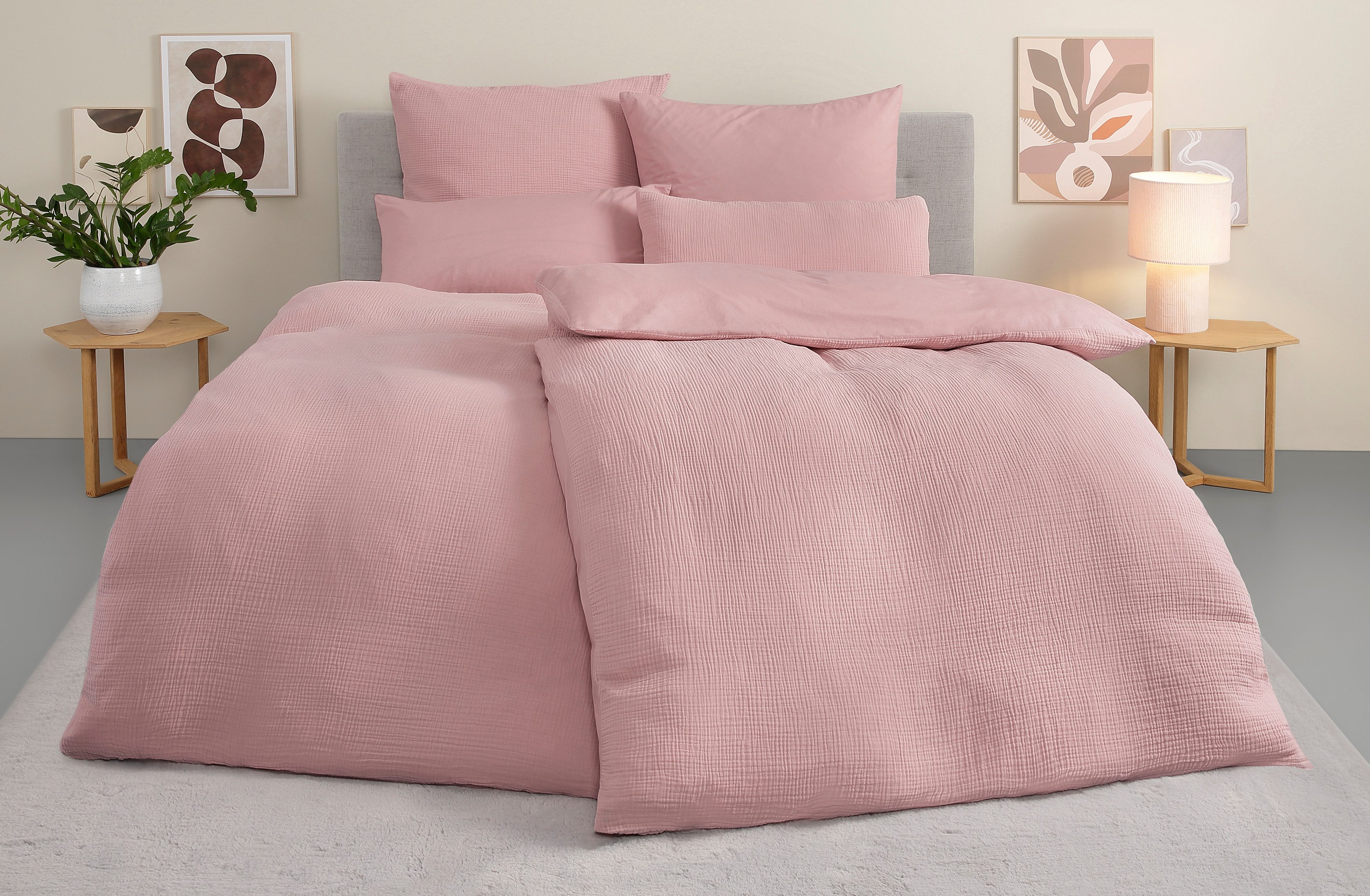 OTTO home Wendebettwäsche Sari3 aus weichem Musselin, Musselin, Renforcé, 2 teilig, NEUHEIT: aus 100% Baumwolle in weichem Musselin, Rückseite Renforcé – Bild 5 von 5