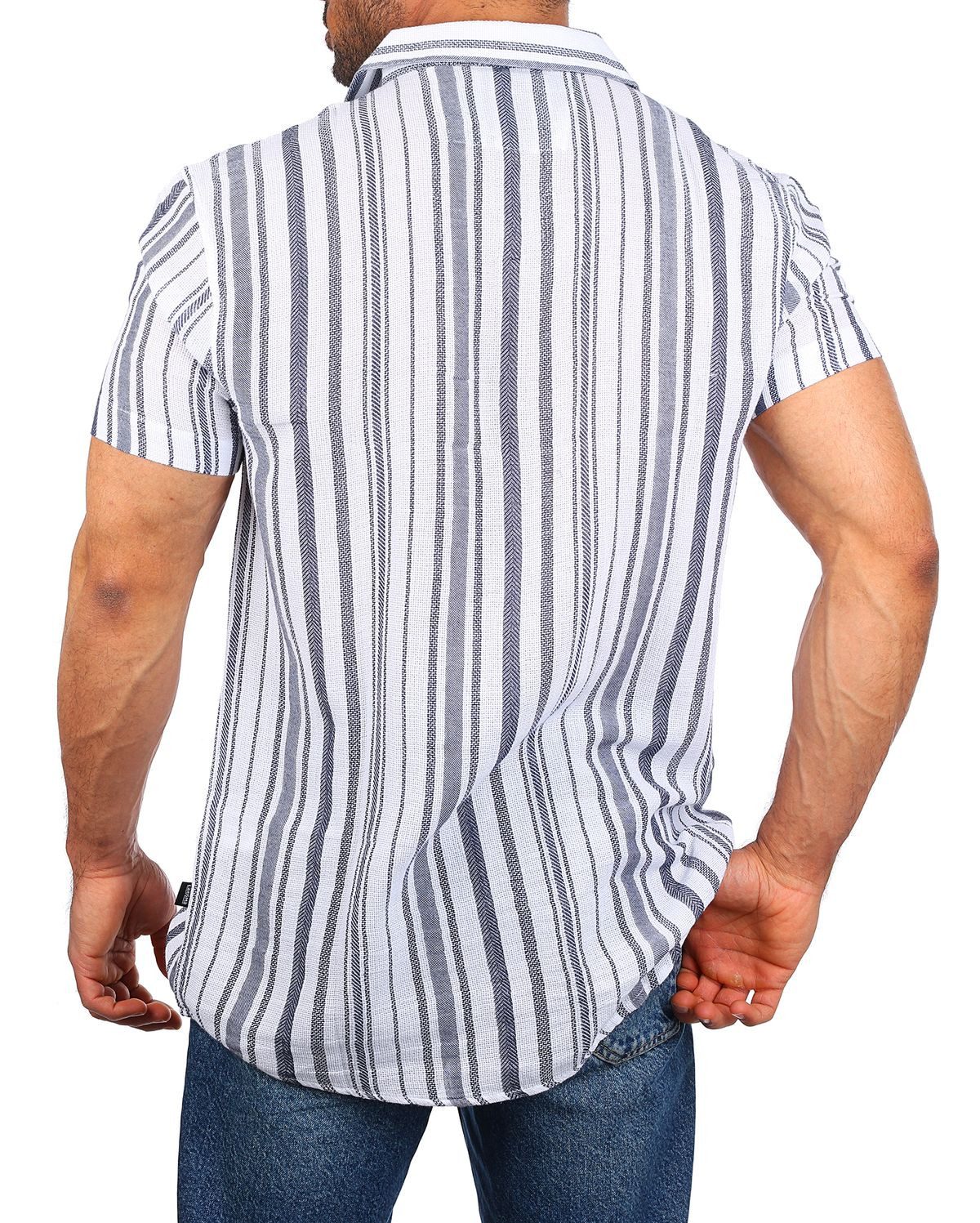 CARISMA Kurzarmhemd Herren Hemd trendig angenehm wertig grob gewebt 9176-9328 Regular Kurzarm Kentkragen Gestreift