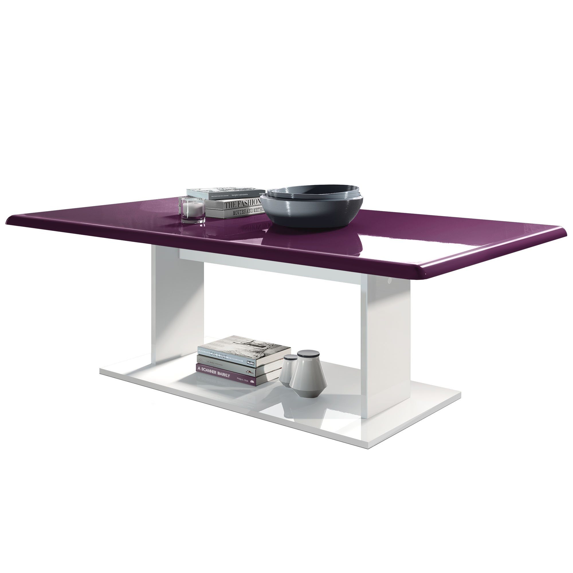 Vladon Couchtisch Mono (Wohnzimmertisch, mit Ablageboden), Weiß matt/Brombe günstig online kaufen