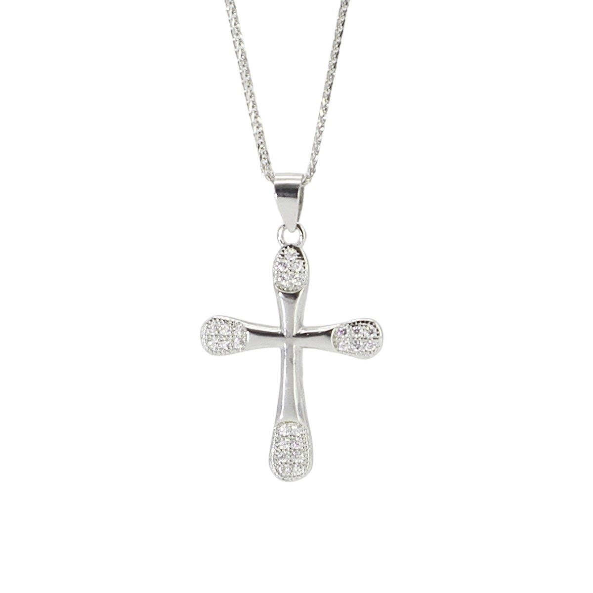 Kreuzkette Silberkette mit Kreuz Anhänger Kreuzanhänger mit Strasssteinen