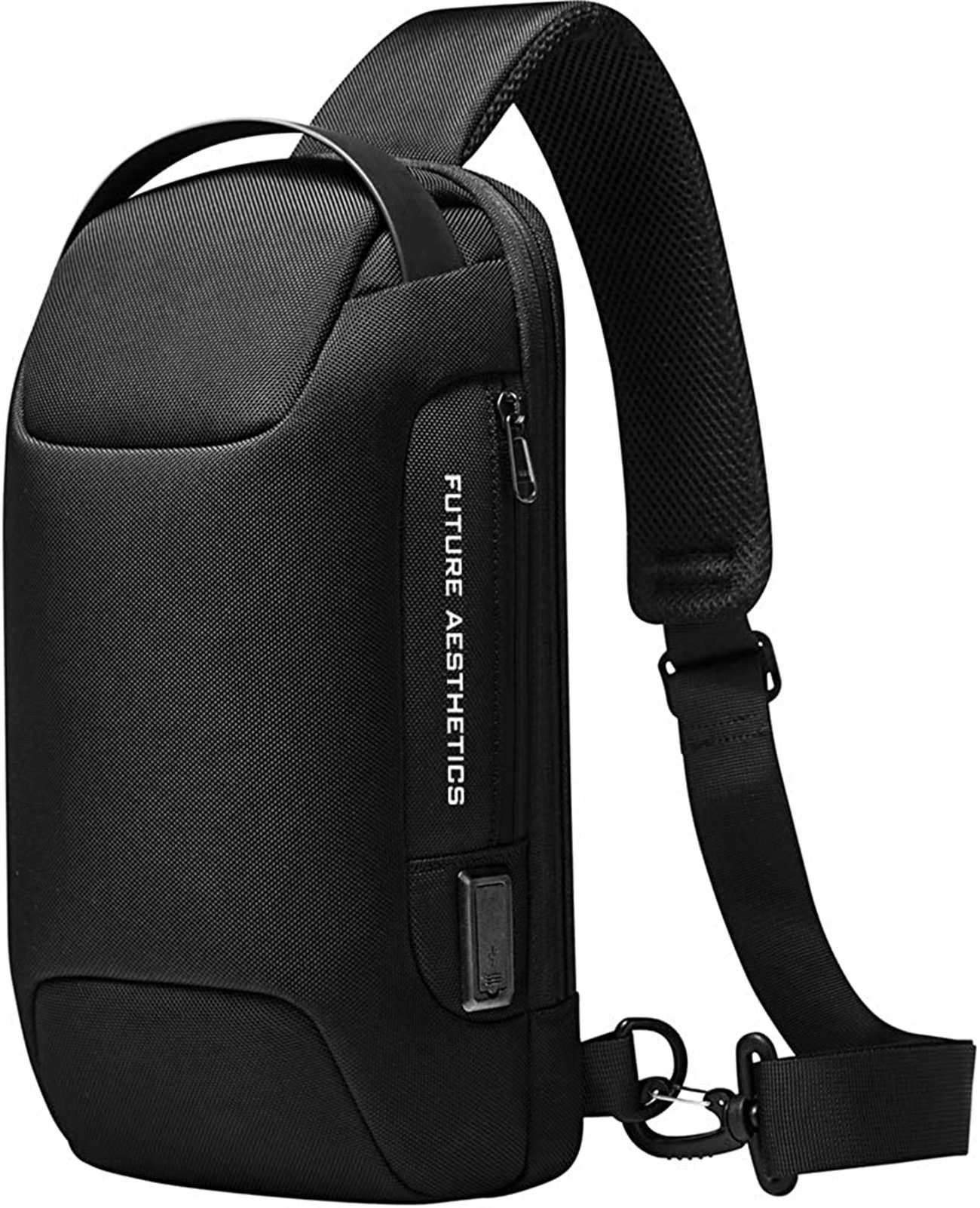 XDeer Schultertasche Brusttasche,Wasserdichte Herren Umhängetasche,Sling Bag, Schultertasche mit USB-Aufladung,Crossbody Sling Rucksack