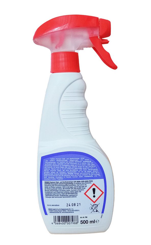 Thumbnail - Reinex Teakholzöl TEAKREINIGER und HARTHOLZREINIGER 500ml Teak Hartholzpflege 88, Reiniger Holz Pflege
