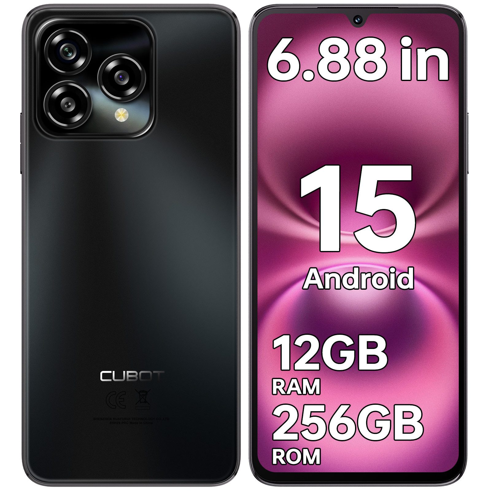 Cubot A40 Android 15 Smartphone (17,47 cm/6.88 Zoll, 256 GB Speicherplatz, 48 MP Kamera, 5100mAh, 12GB RAM+256GB ROM, GPS, Face ID, OTG)