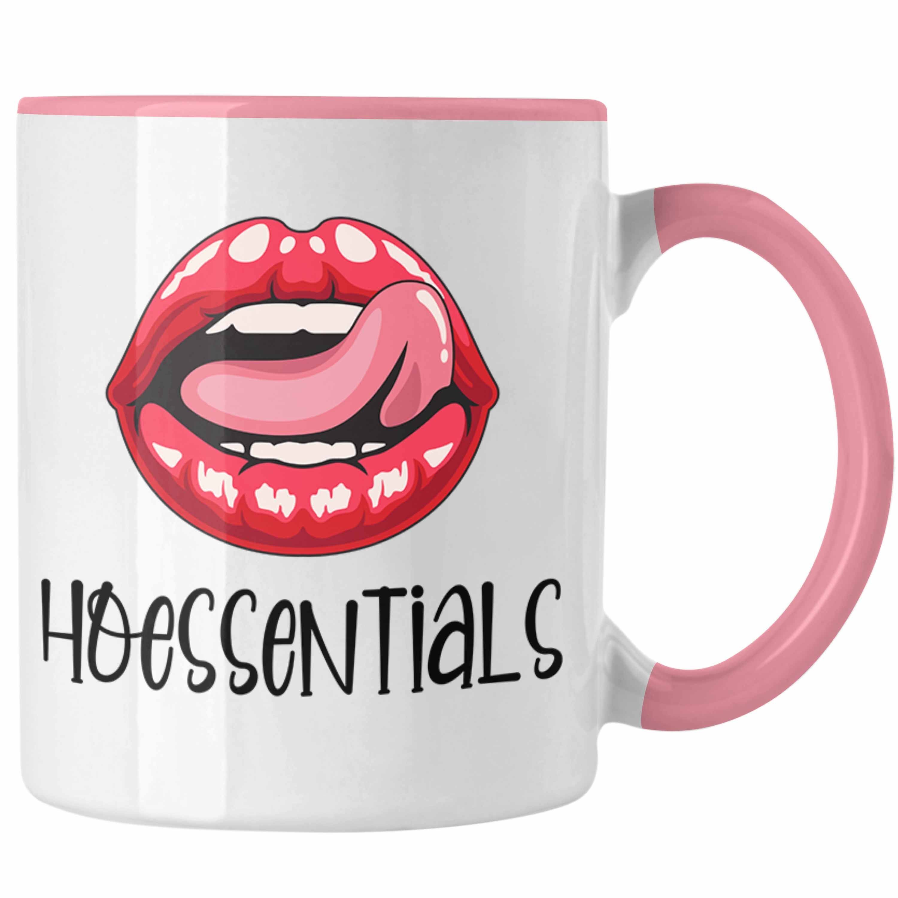 Trendation Tasse Trendation - Hoessentials Tasse Geschenk für Frauen Lustige Geschenkidee Spruch Geburtstag Rosa