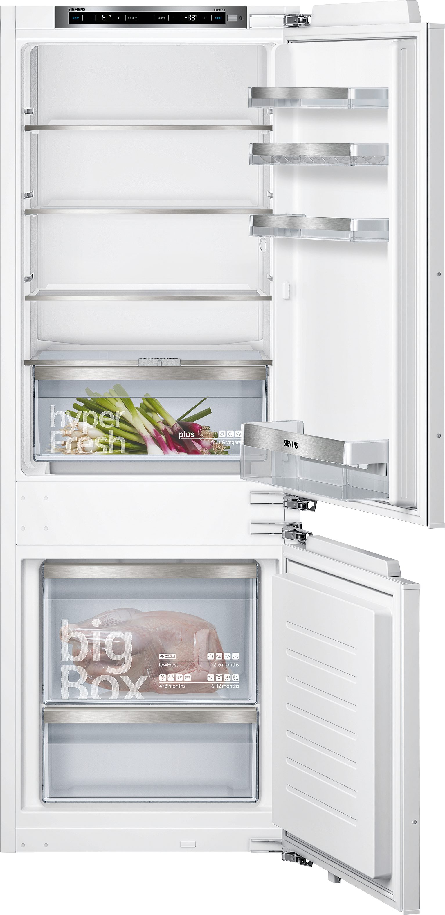 SIEMENS Einbaukühlgefrierkombination iQ500 KI77SXFE0, 157,8 cm hoch, 55,8 cm breit, Low Frost: geringere Eisbildung & schnelleres Abtauen