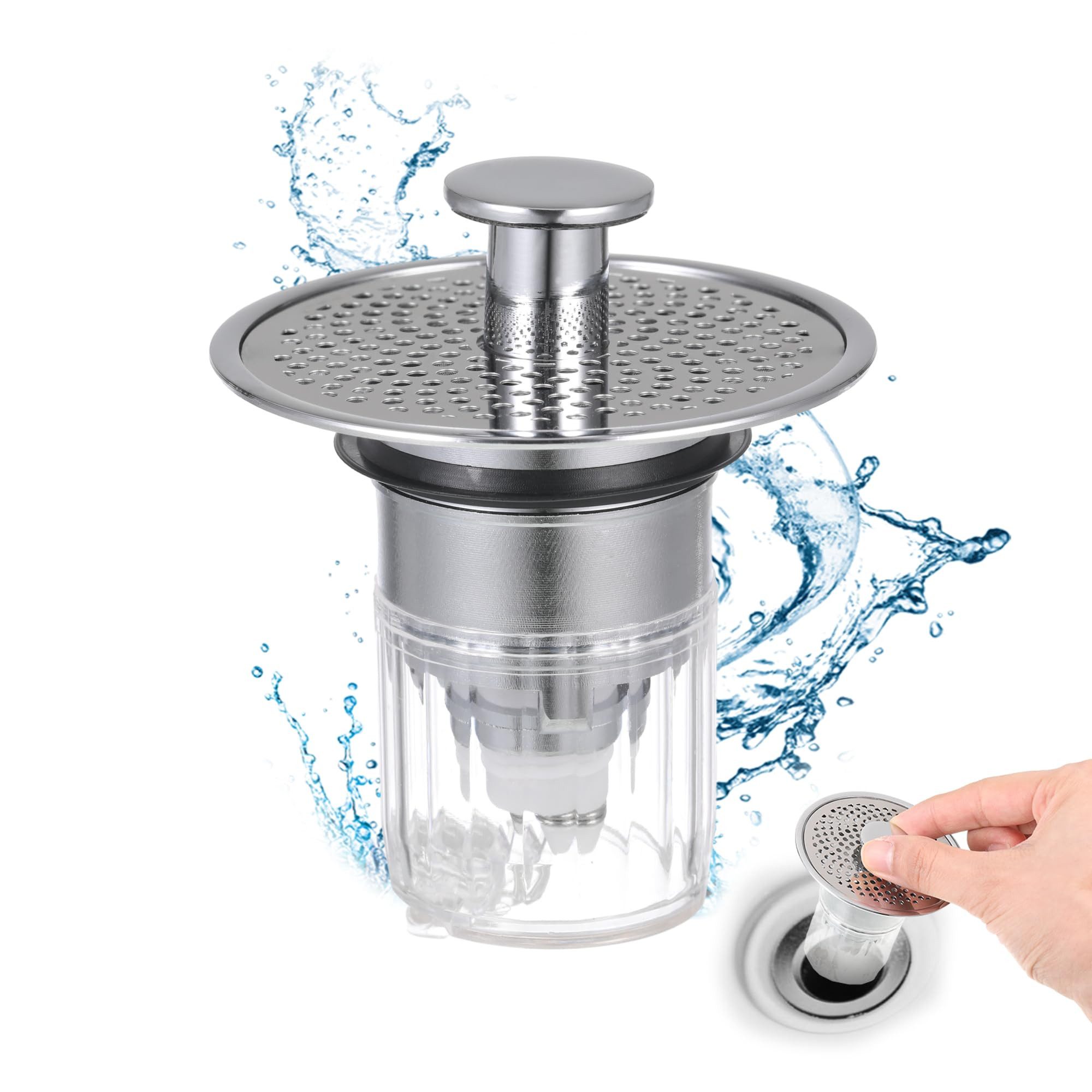 Waschbeckenstöpsel Abflussfilter Verstopfungsschutzfilter Druckknopf-Design Geruchssperre