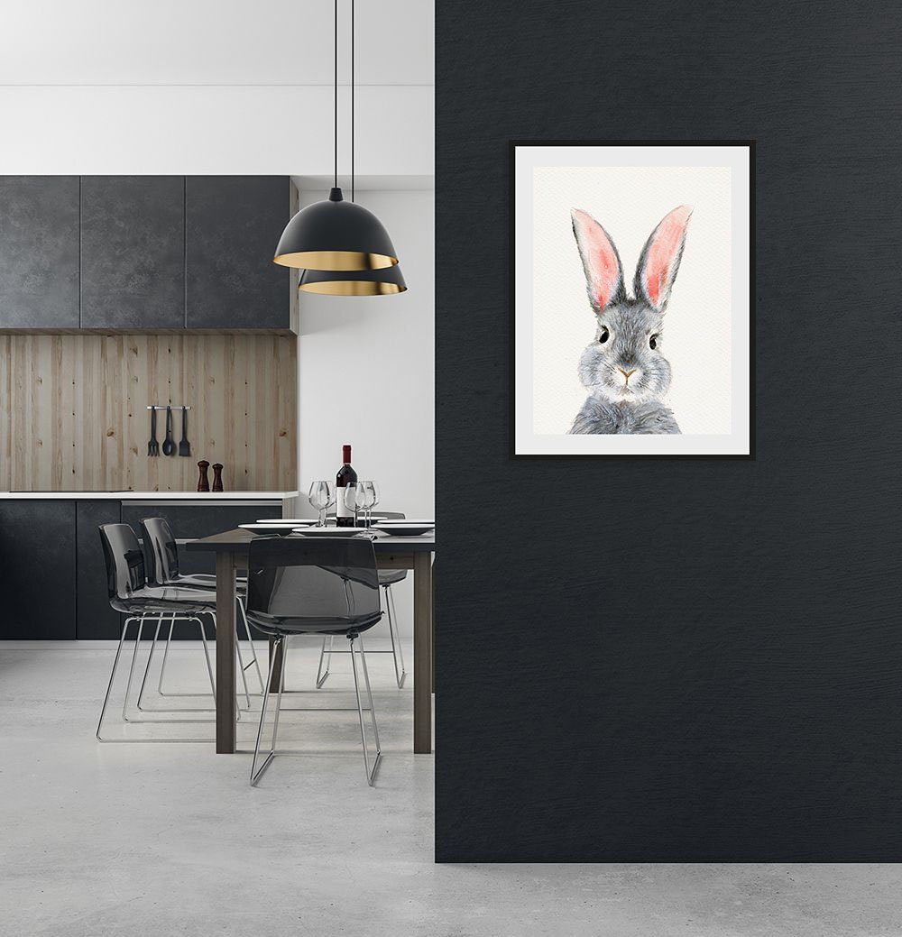 queence Bild Olaf, Hase, Hasen, Haustiere, Kunst (1 St), HD Premium Poster-Druck inkl. Holzrahmen