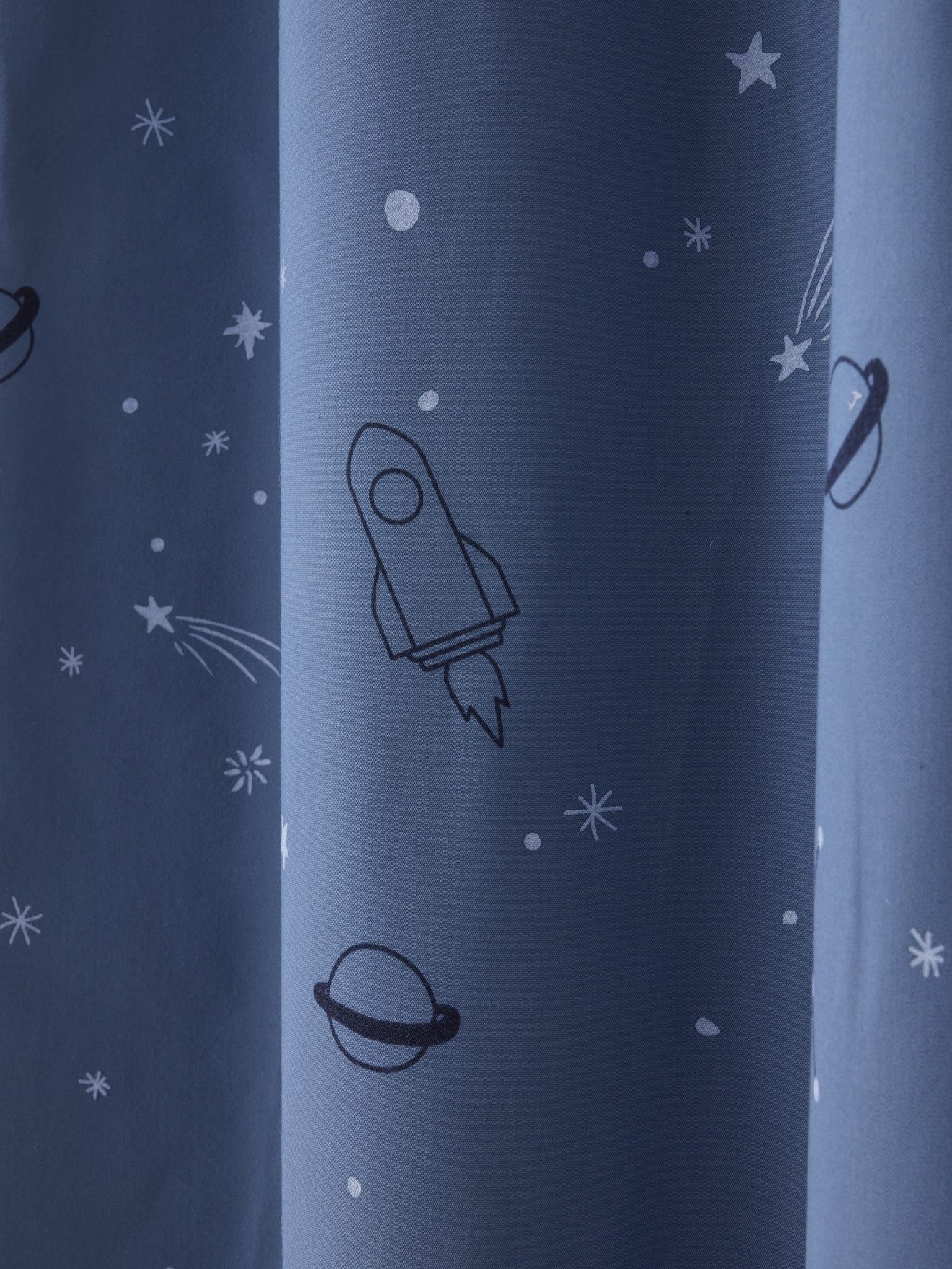 vertbaudet Vorhang Kinderzimmer Verdunkelungsvorhang PLANETEN, Polyester, Leuchtmotive, Blickdicht
