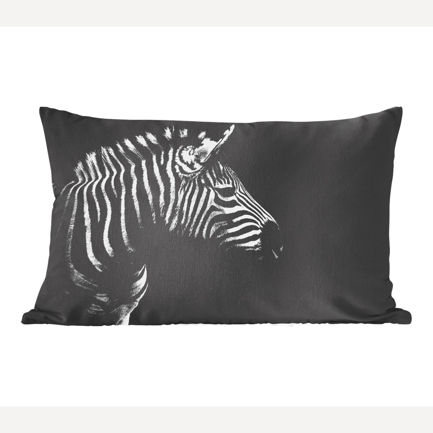 - - Zebra mit Füllung, - Wohzimmer Weiß Schwarz Dekoration, Zierkissen, Dekokissen Schlafzimmer Porträt MuchoWow - Dekokissen Tiere,