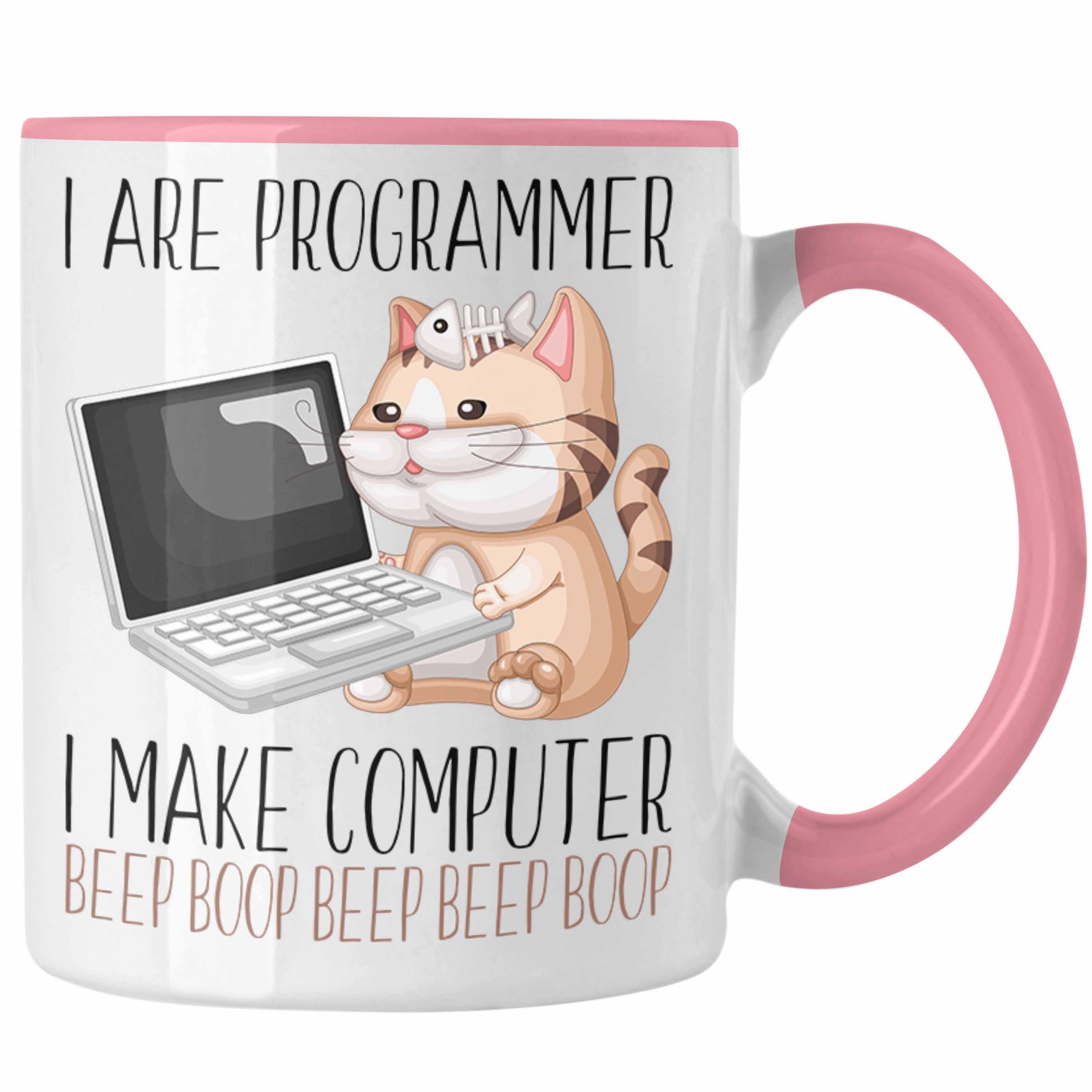 Tasse Tasse Geschenk Programmierer Kaffee-Becher Entwickler IT Techniker Trendation Rosa Ges
