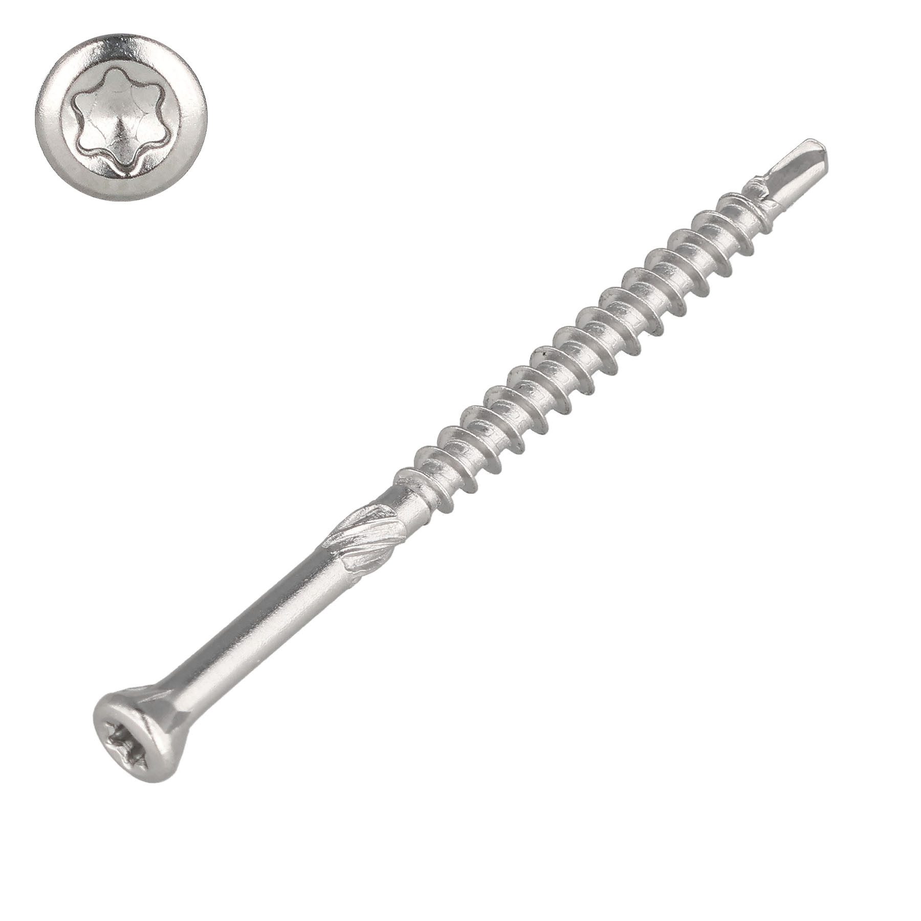 SCREWREBEL Terrassenschraube Dielenschraube Edelstahl C1 mit kleinem Senkkopf, TX Antrieb, (200 St), ETA Zulassung, dezente Verschraubung