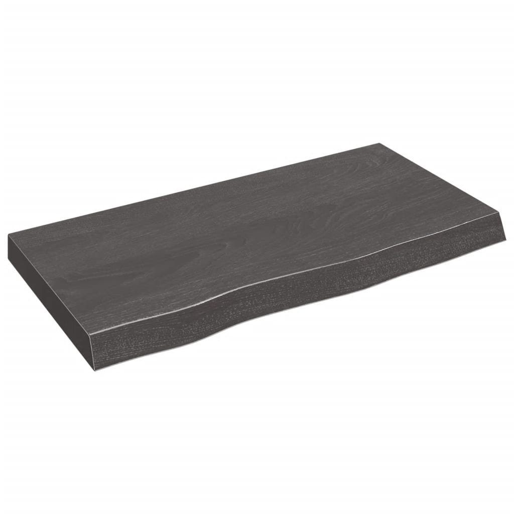 80x40x(2-6)cm furnicato Dunkelgrau Tischplatte Behandelt Massivholz Eiche