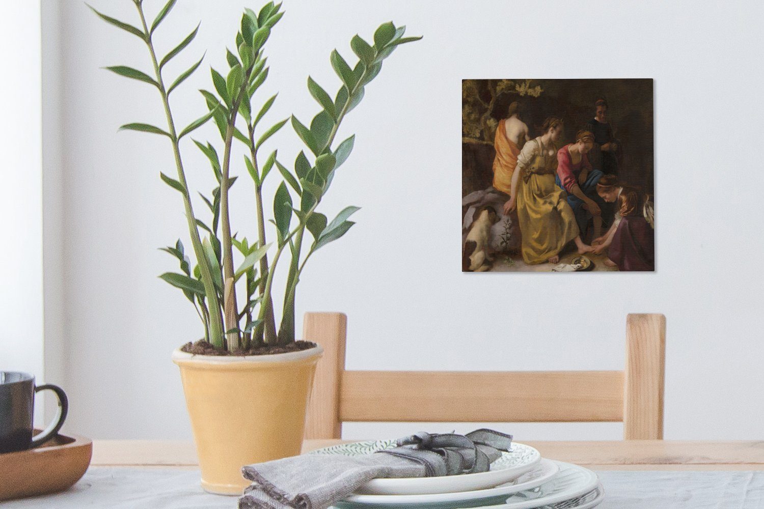 Vermeer, Leinwandbild Begleitung St), Leinwand Diana für Johannes Wohnzimmer ihre (1 Schlafzimmer - OneMillionCanvasses® und Bilder