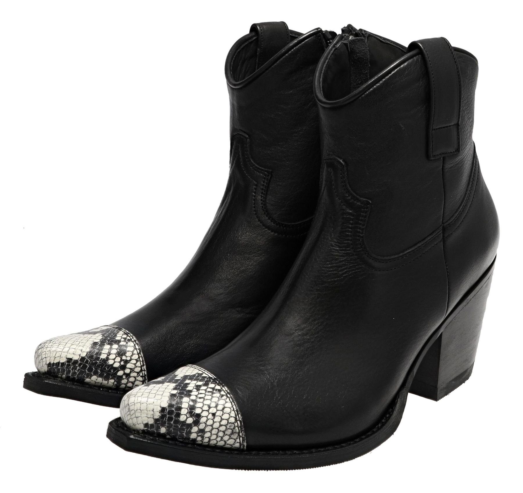 Sendra Boots 17329 Negro Blanco Damen Stiefelette Schwarz Stiefelette