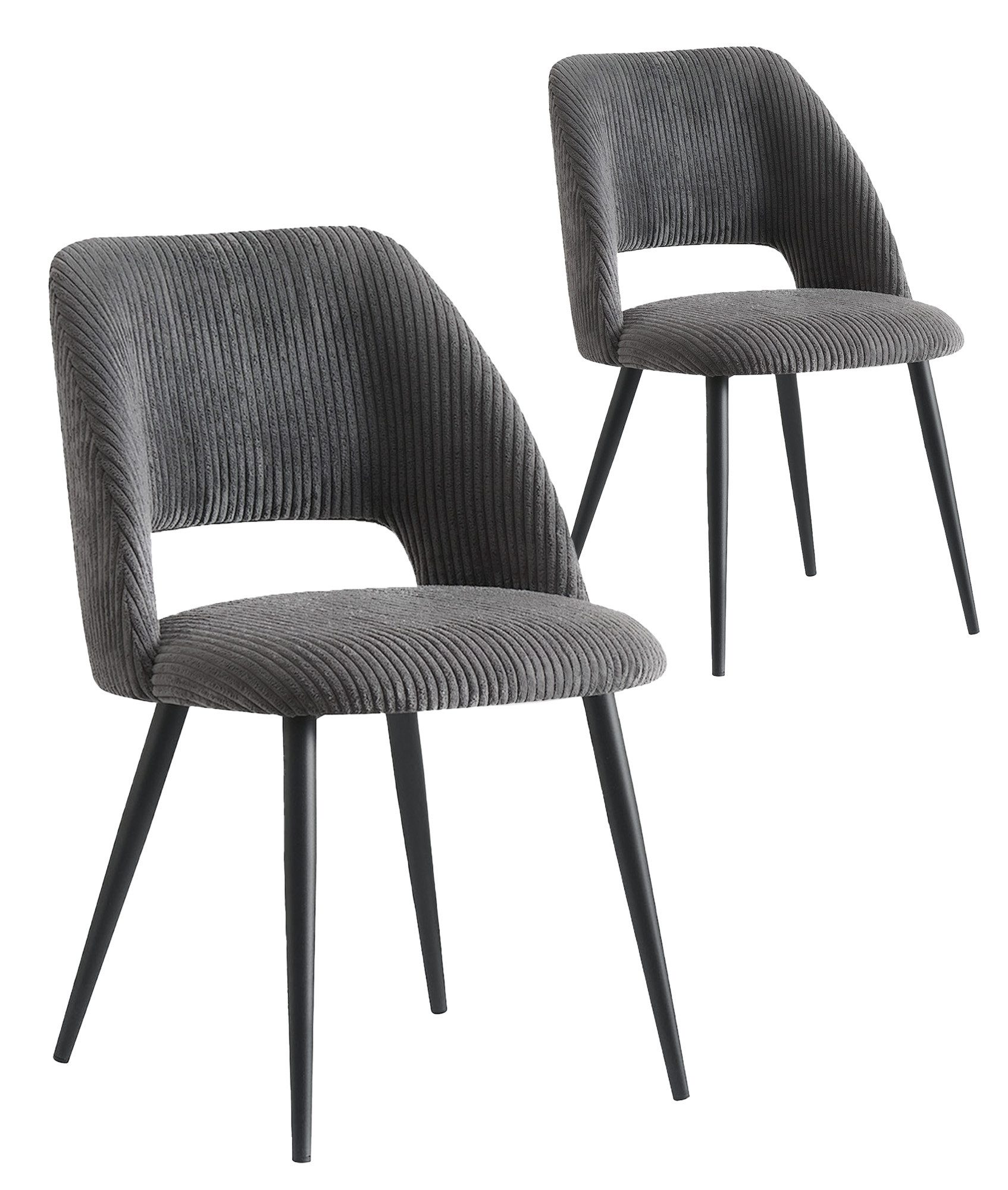 B&D home 4-Fußstuhl VICKY (Set, 2 St), gepolstert, Stuhlbeine aus Metall oder Massivholz wählbar