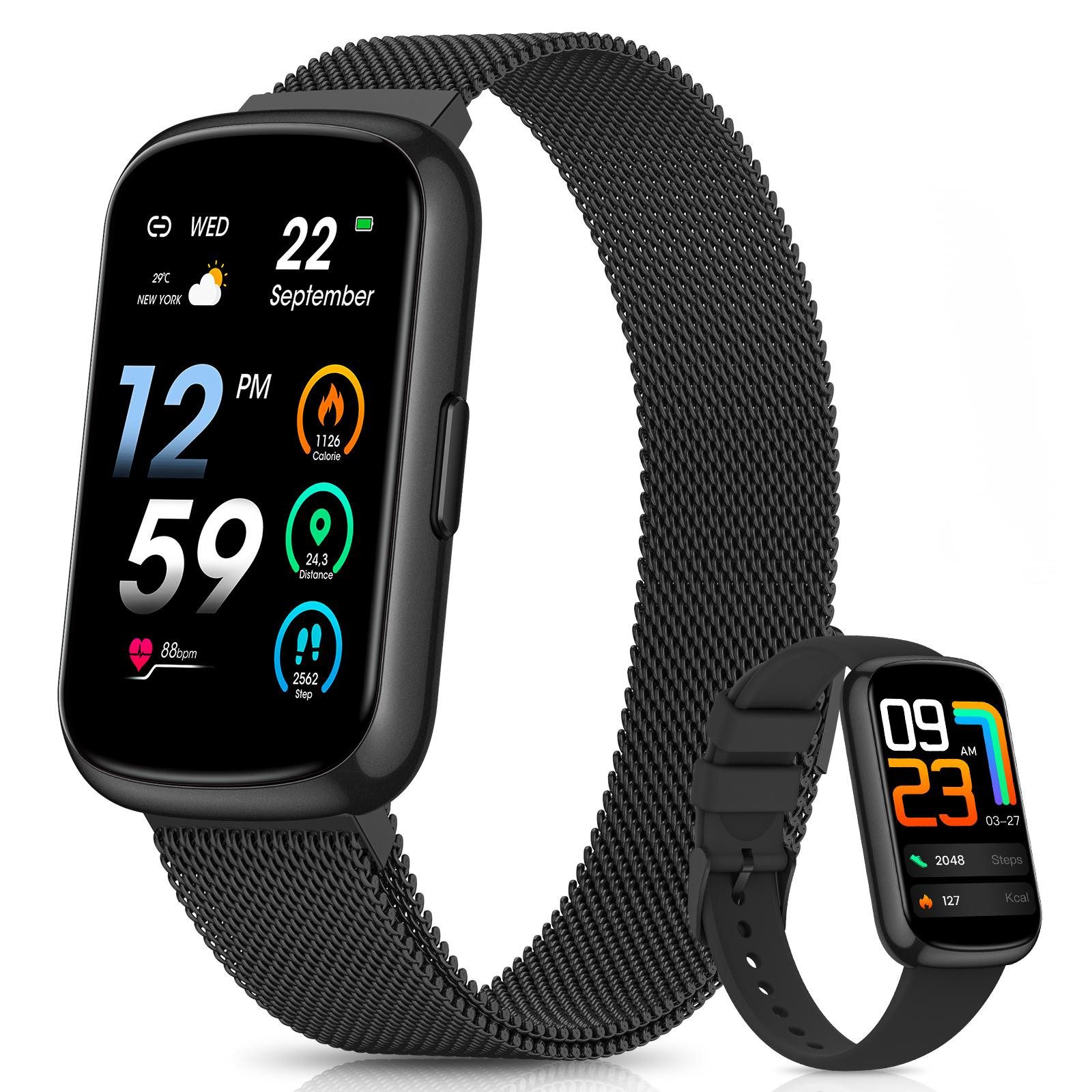 2025 Smartwatch Damen, 1.47" Fitnessuhr Pulsuhr SpO2 Schlafmonitor Smartwatch