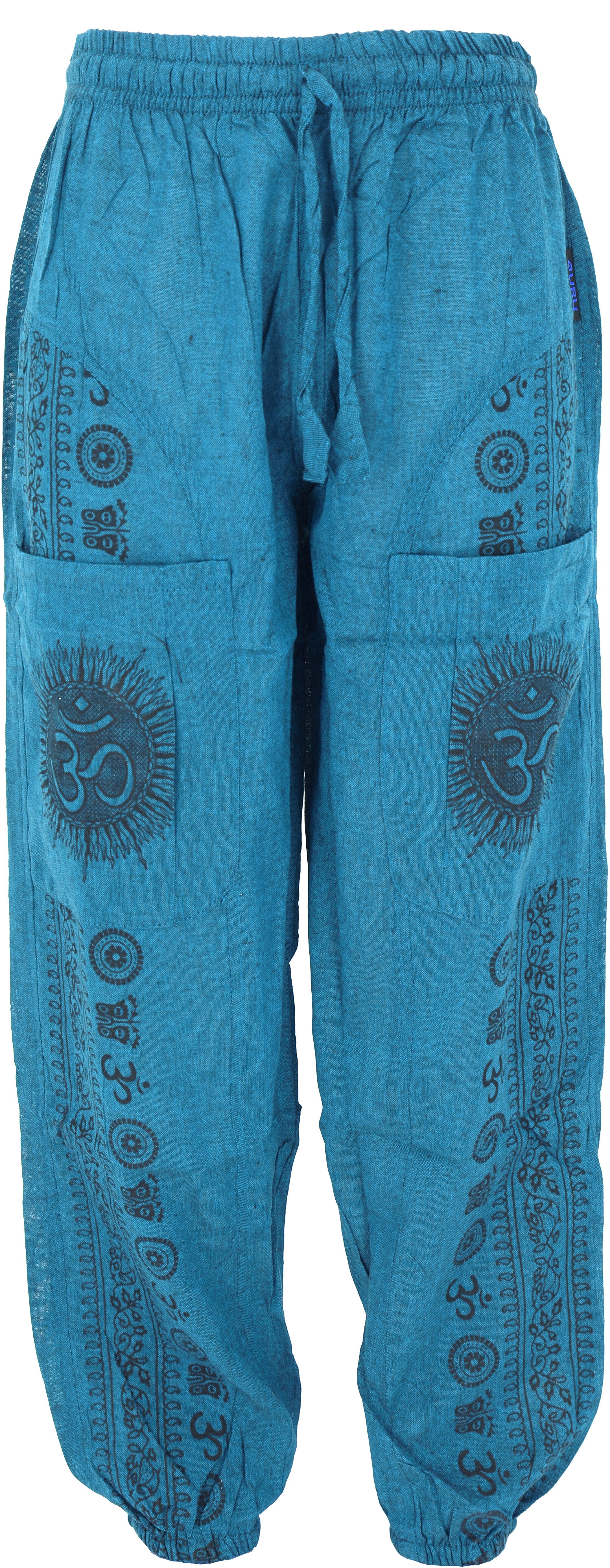Guru-Shop Relaxhose Yogahose, Unisex-Baumwoll-Goa-Hose mit Druck -.. Goa Style, Retro, alternative Bekleidung