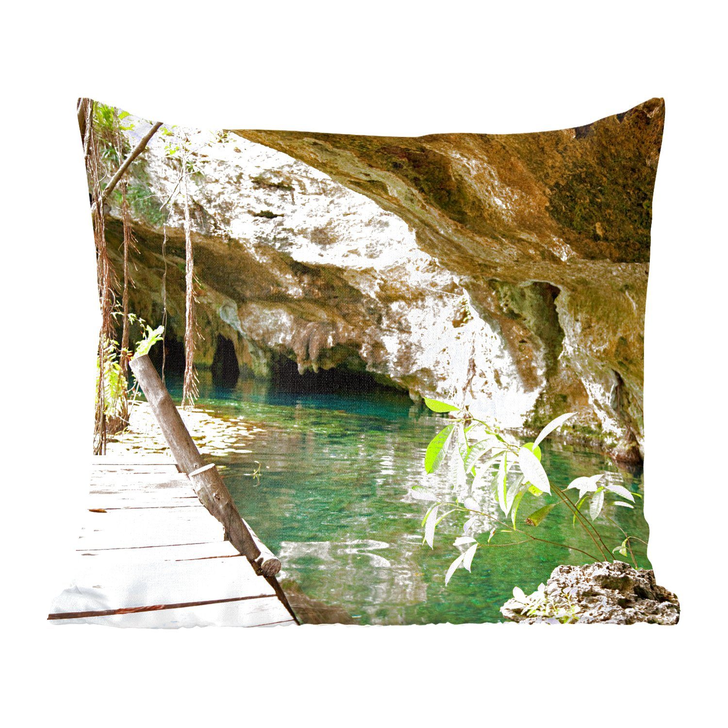 MuchoWow Dekokissen See inmitten von Höhlen in der Nähe von Quintana Roo in Mexiko, Zierkissen mit Füllung für Wohzimmer, Schlafzimmer, Deko, Sofakissen