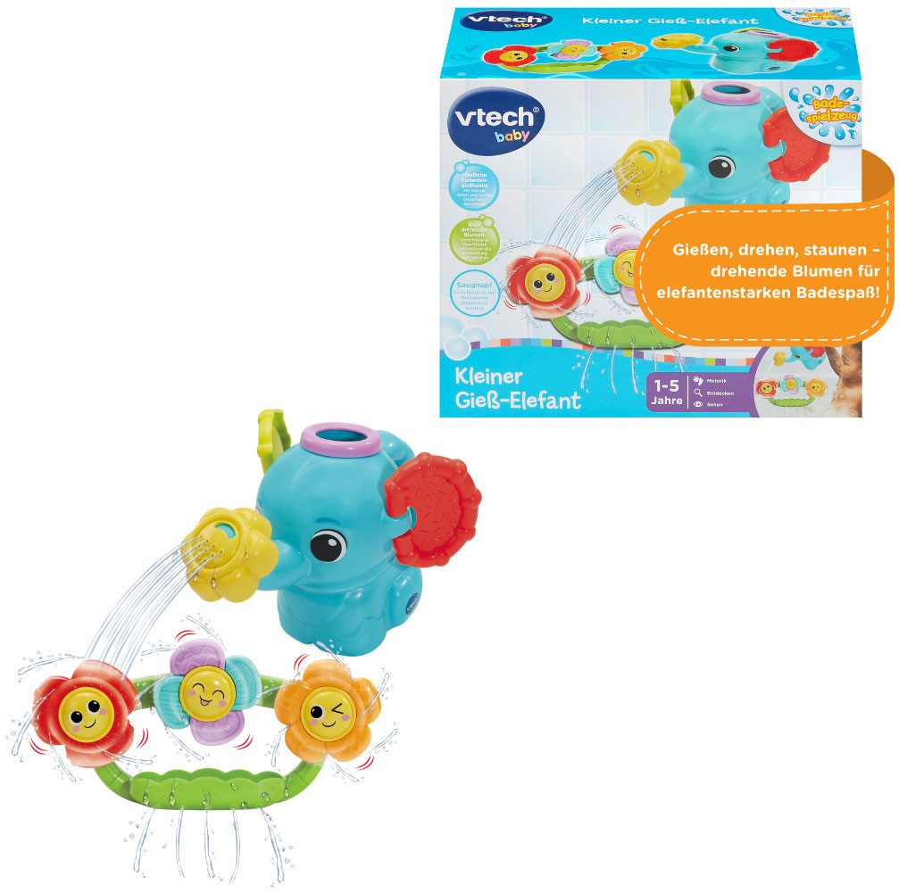 Vtech® Badespielzeug Vtech Baby, Kleiner Gieß-Elefant, mit Saugnapf