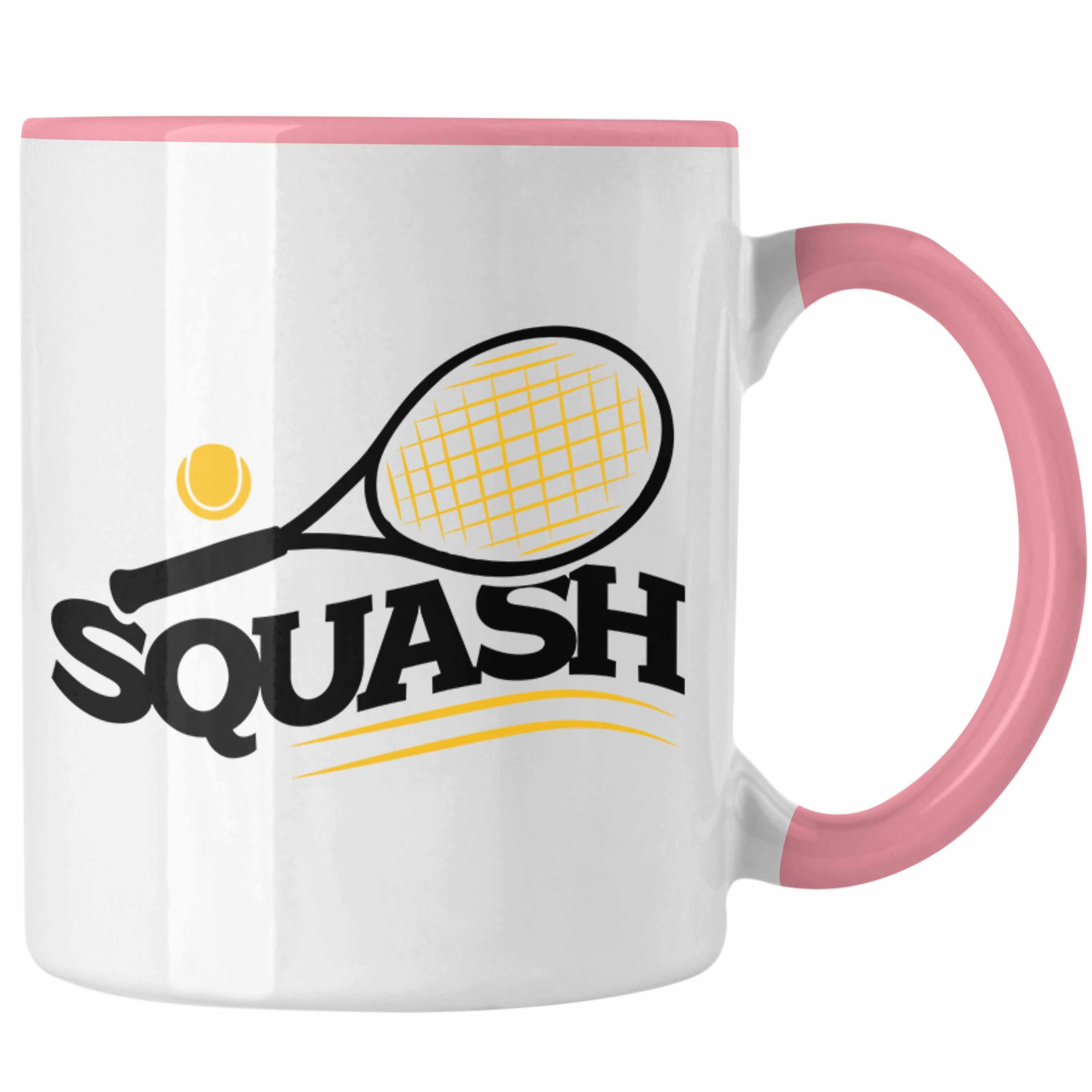 Trendation Tasse Lustige Squash-Tasse Geschenk für Squash-Spieler Rosa