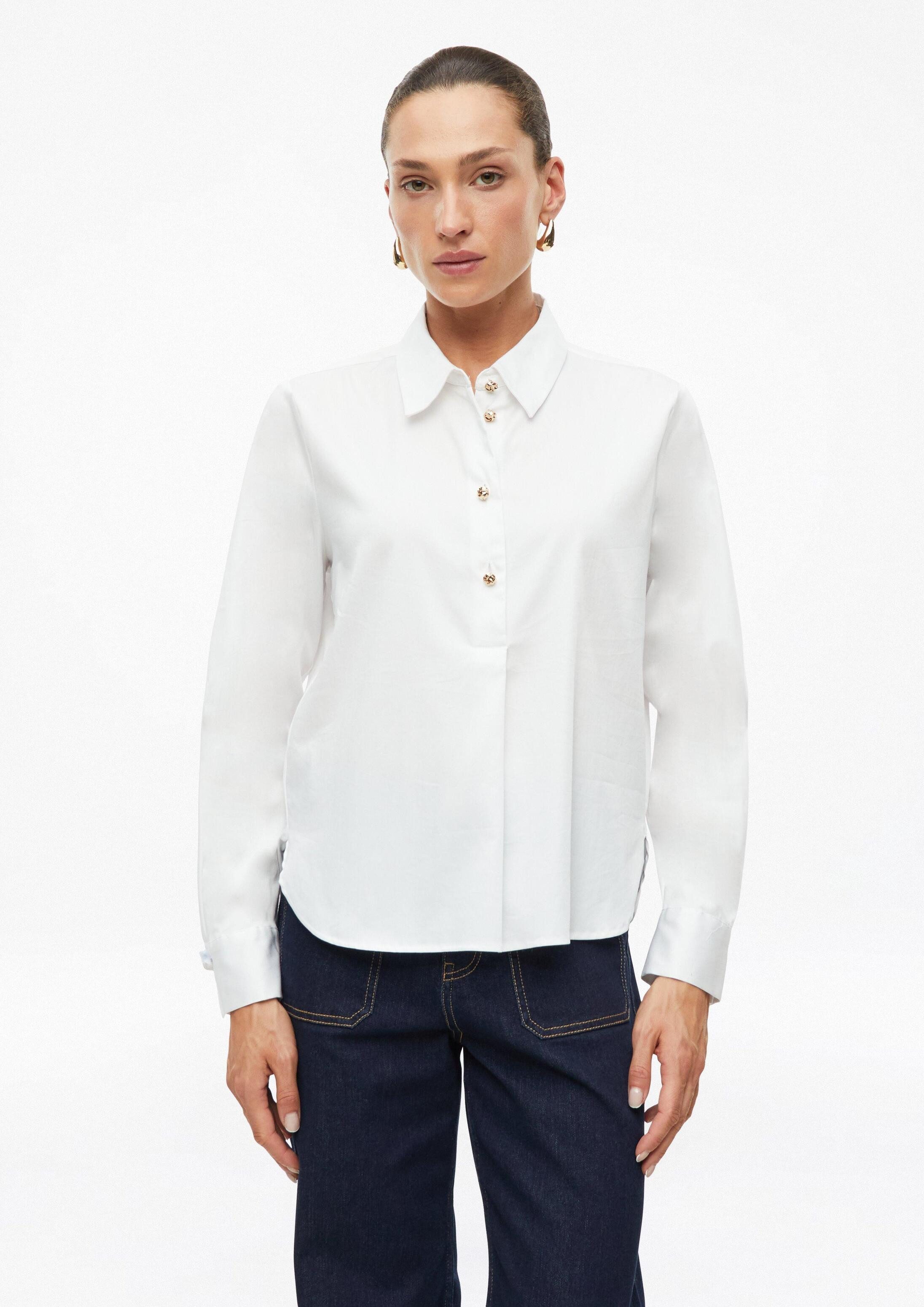 s.Oliver Langarmbluse Bluse Bluse mit Hemdkragen und Zierknopf-Details