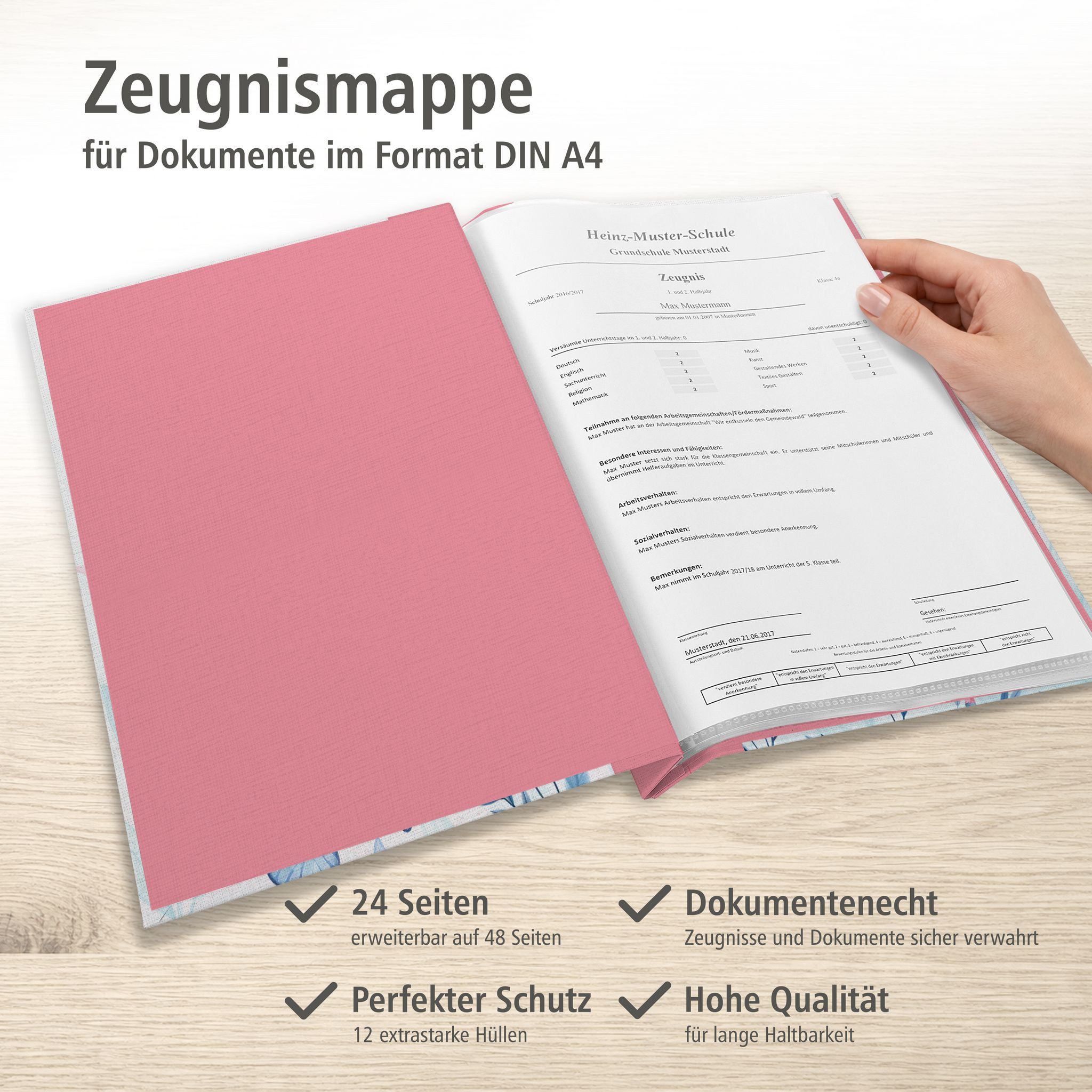 itenga Bewerbungsmappe itenga Zeugnismappe A4 mit Schraubverschluss Motiv Schmetterling ELARA – Bild 4 von 5