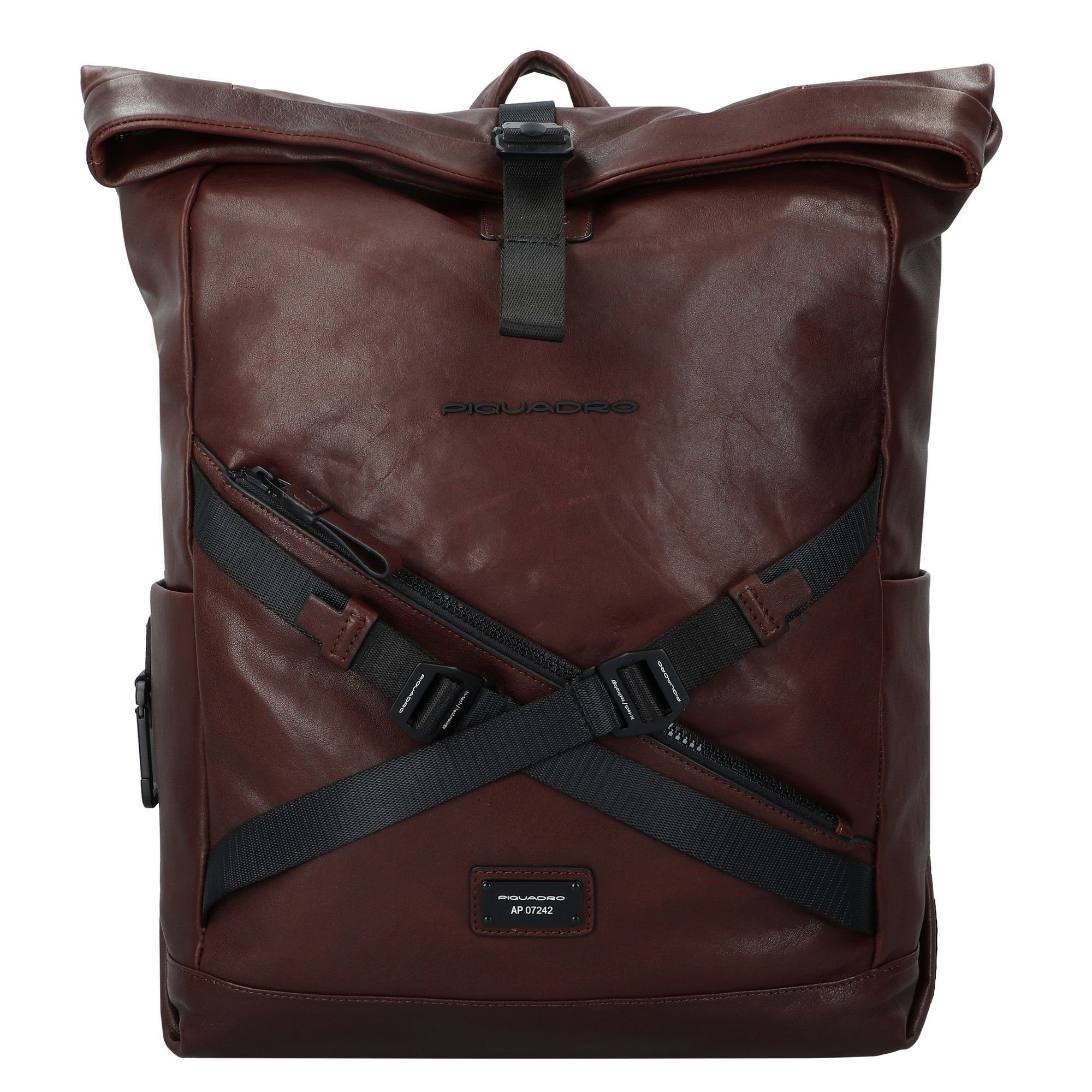 dark Harper, brown Leder Piquadro Laptoprucksack