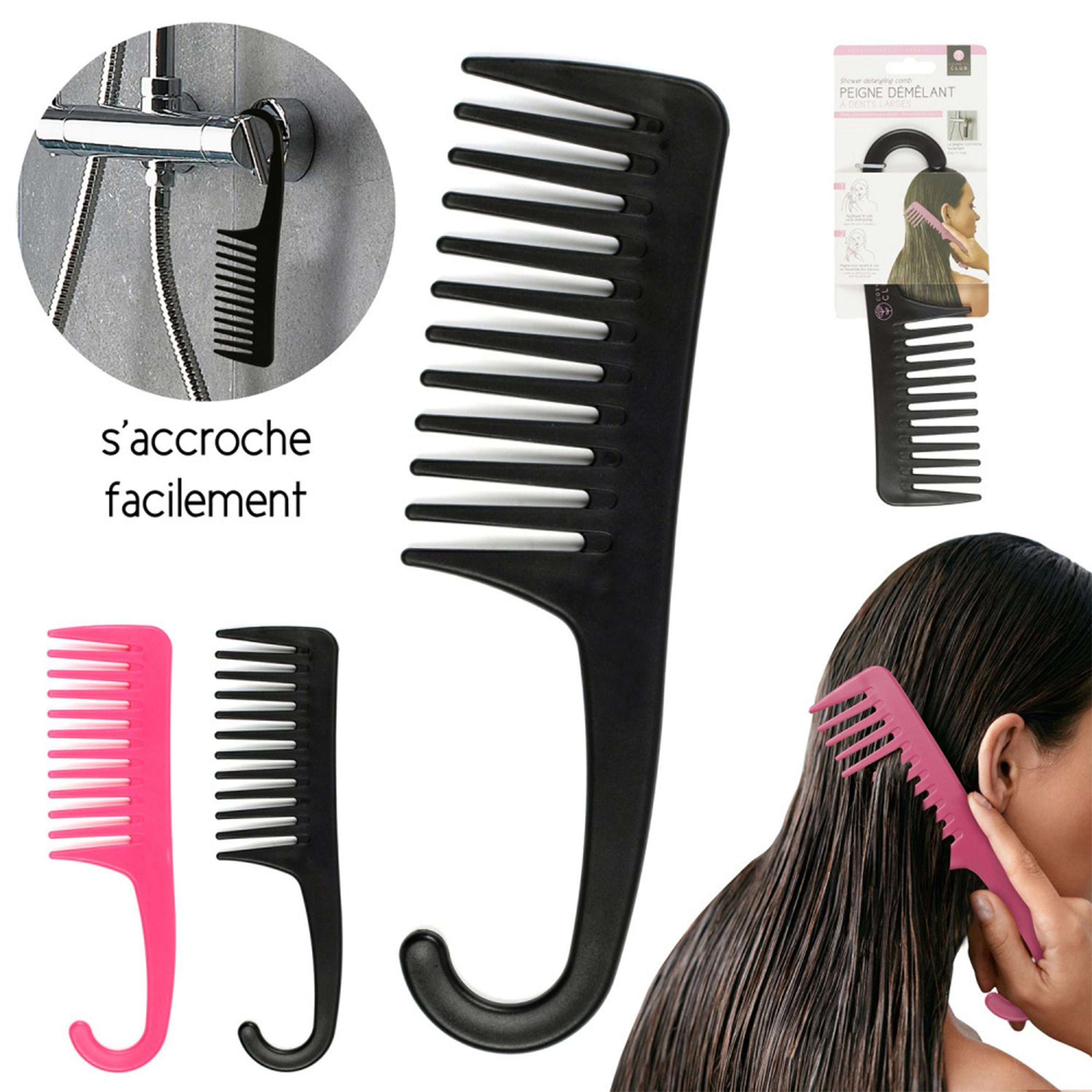 Friseurmeister Haarkamm Duschkamm aus Kunststoff - Breiter Zahnkamm, Haarbürste Breiter Kamm, Breite Haarbürste für Langem Nassem oder Lockigem Haar