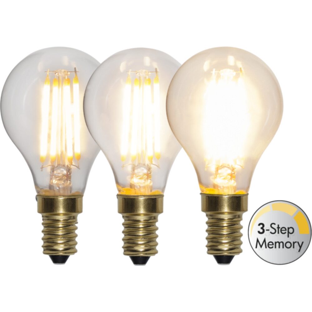 STAR TRADING LED-Leuchtmittel E14, 4W, 2100K, 400lm, Kugel, warmweiß, Ra: 80, Schaltzyklen: 12500, F, E14, warmweiß