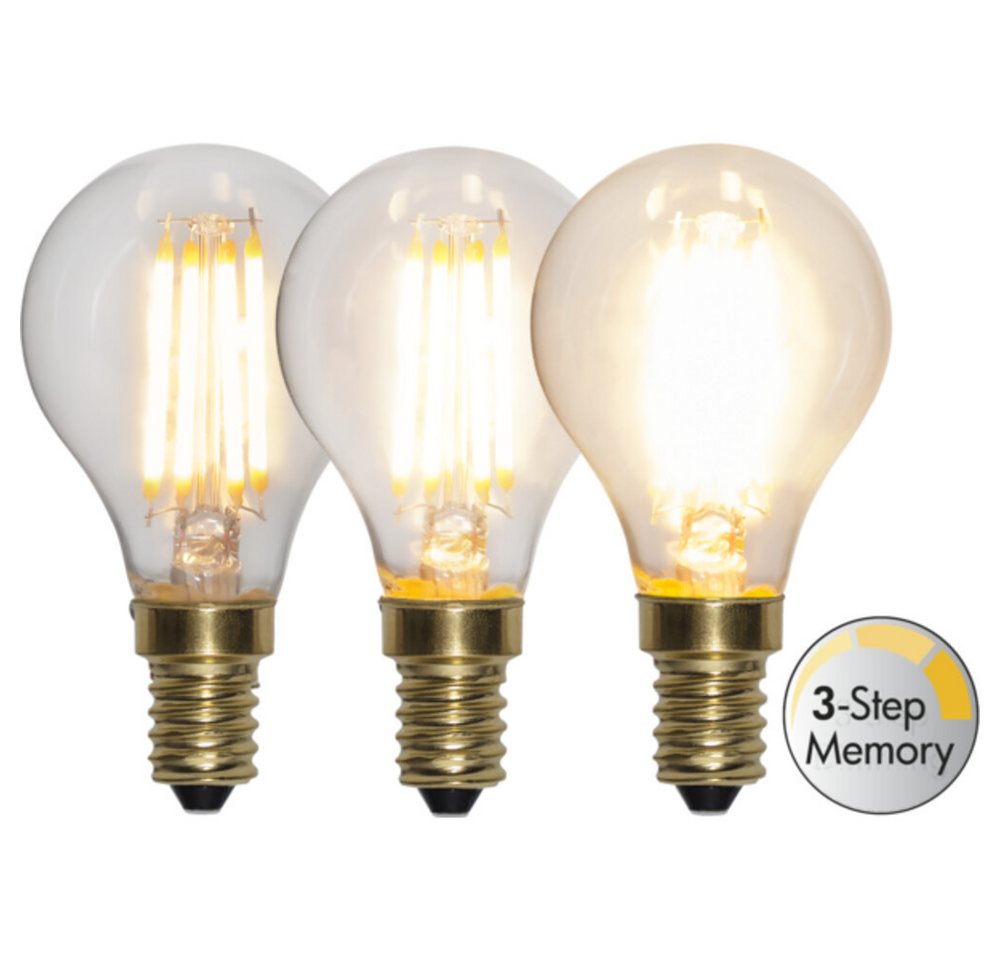 STAR TRADING LED-Leuchtmittel E14, 4W, 2100K, 400lm, Kugel, warmweiß, Ra: 80, Schaltzyklen: 12500, F, E14, warmweiß