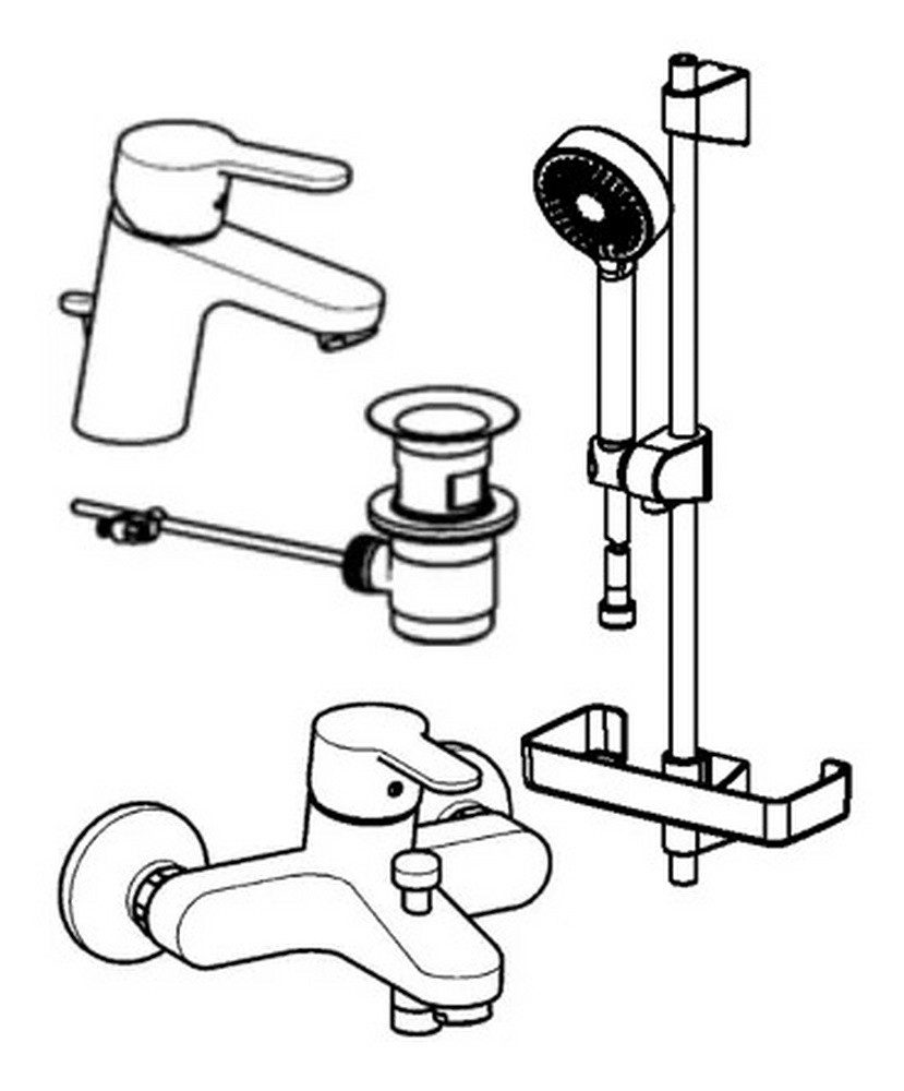 HANSA Waschtischarmatur Hansaprimo Wanne Paket 01