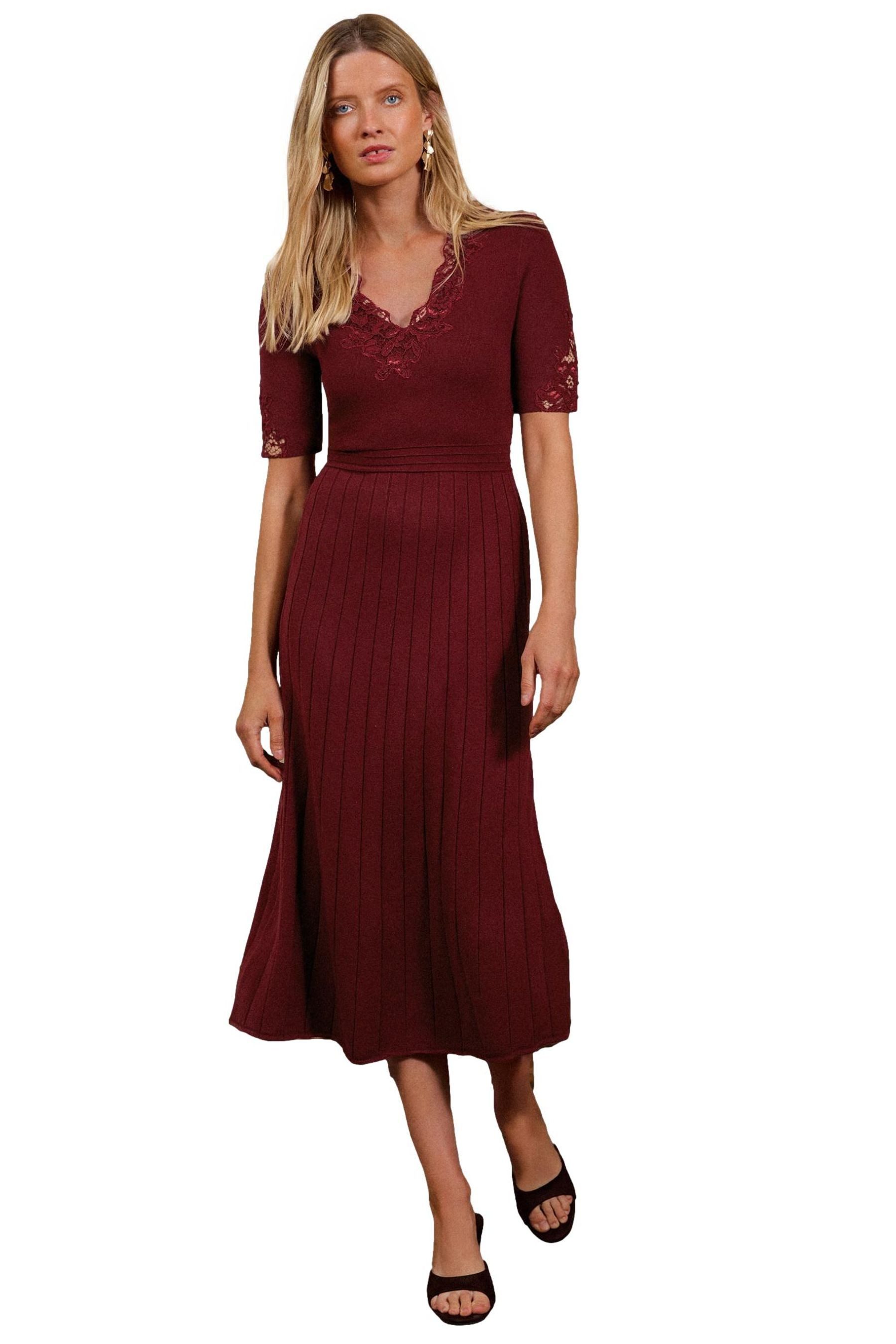 Love & Roses Midikleid Love & Roses Midi-Strickkleid mit V-Ausschnitt (1-tlg)