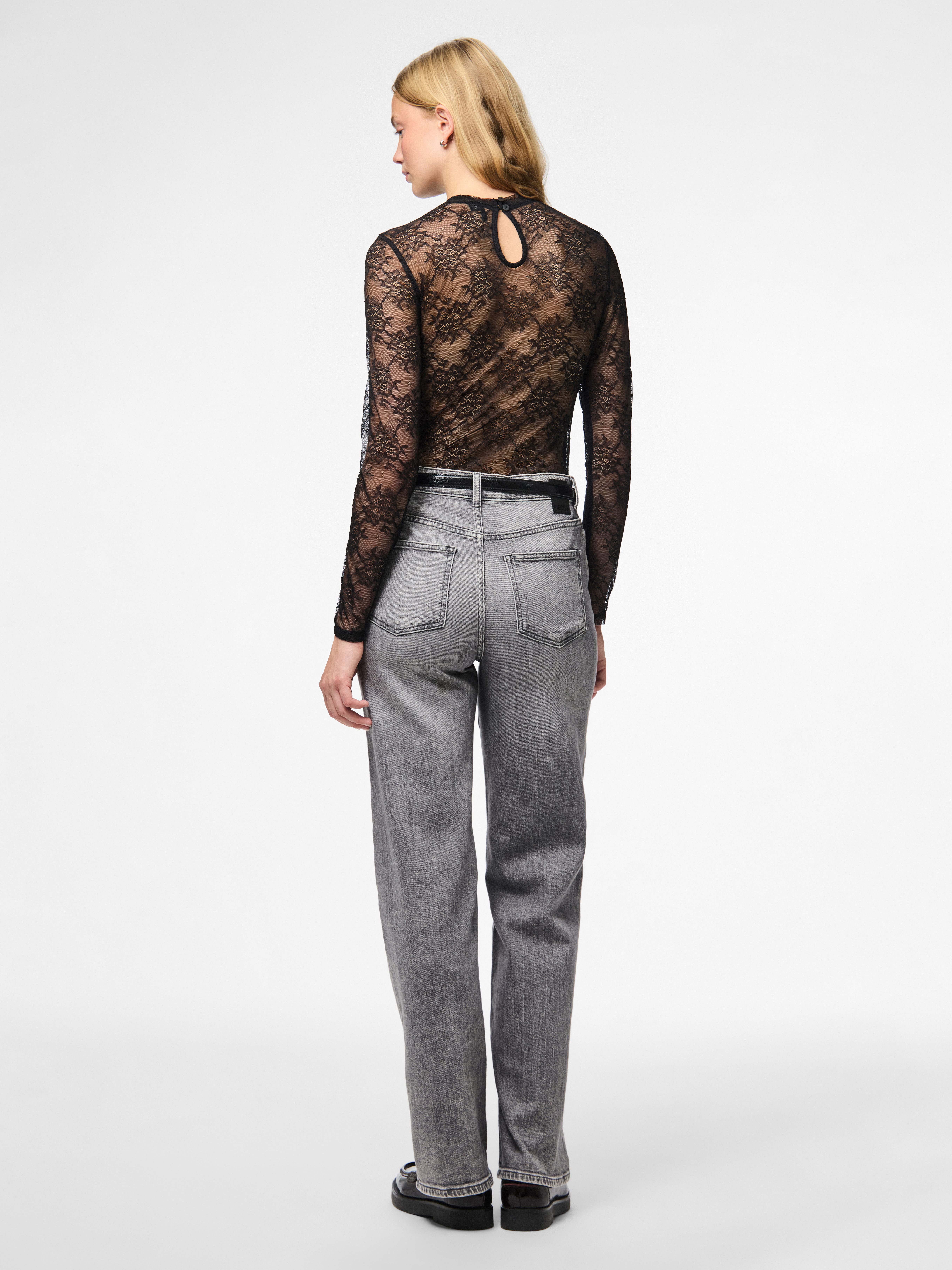 pieces Langarmbody PCMILLY LS LACE BODYSTOCKING NOOS