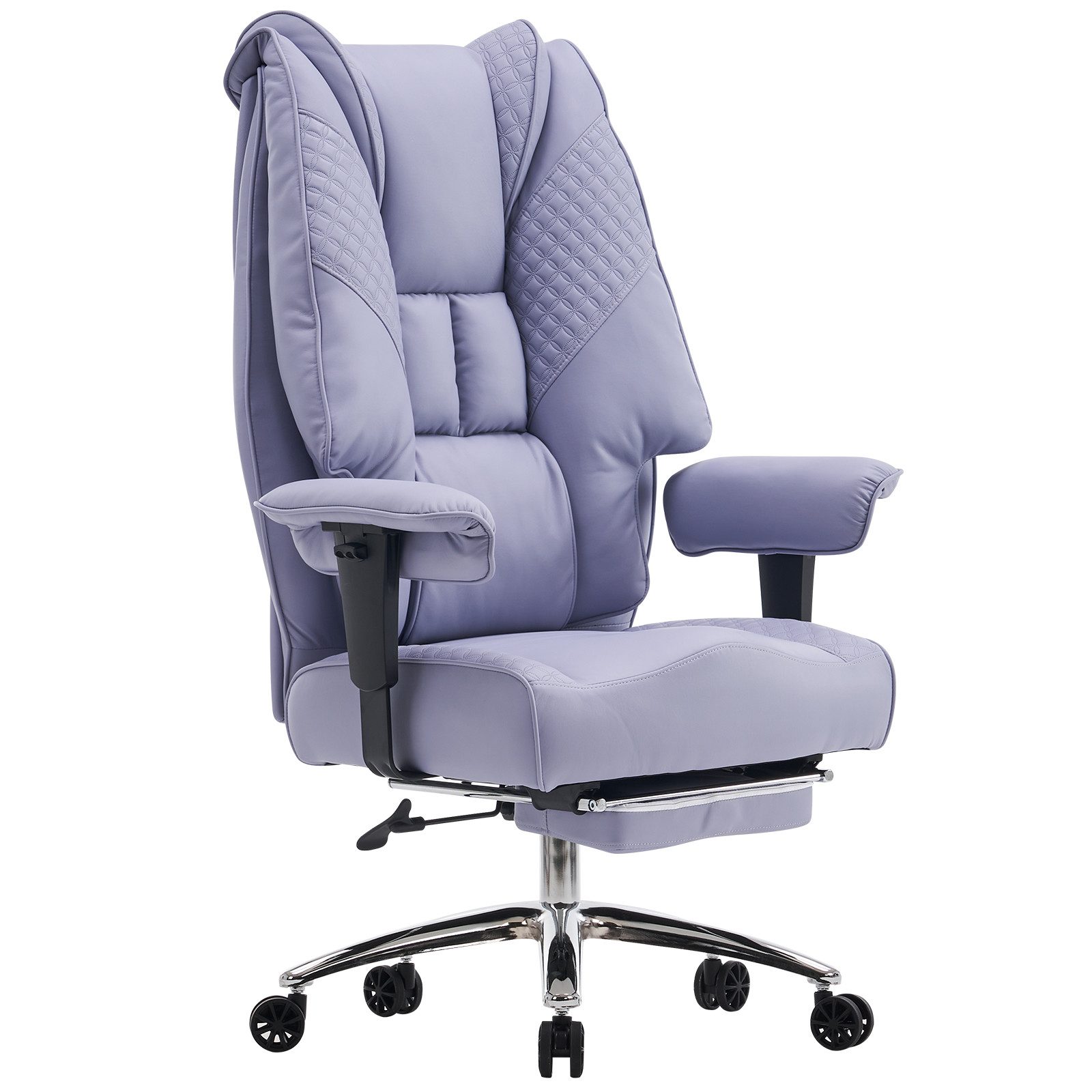 EFOMAO Bürostuhl Ergonomisch, Extra Breit & Stabil bis 180kg, Computerstuhl & Drehstuhl (1 St), Chefsessel Hochlehner mit Fußstütze, Kunstleder Lila