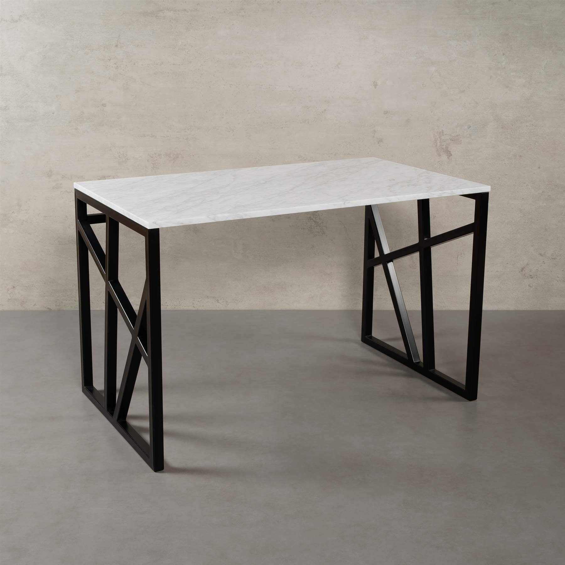 MAGNA Atelier Schreibtisch PITTSBURGH Schreibtisch mit ECHTEM MARMOR, Schreibtisch eckig, schwarz Metallgestell, 110cmx66cmx75cm Bianco Carrara