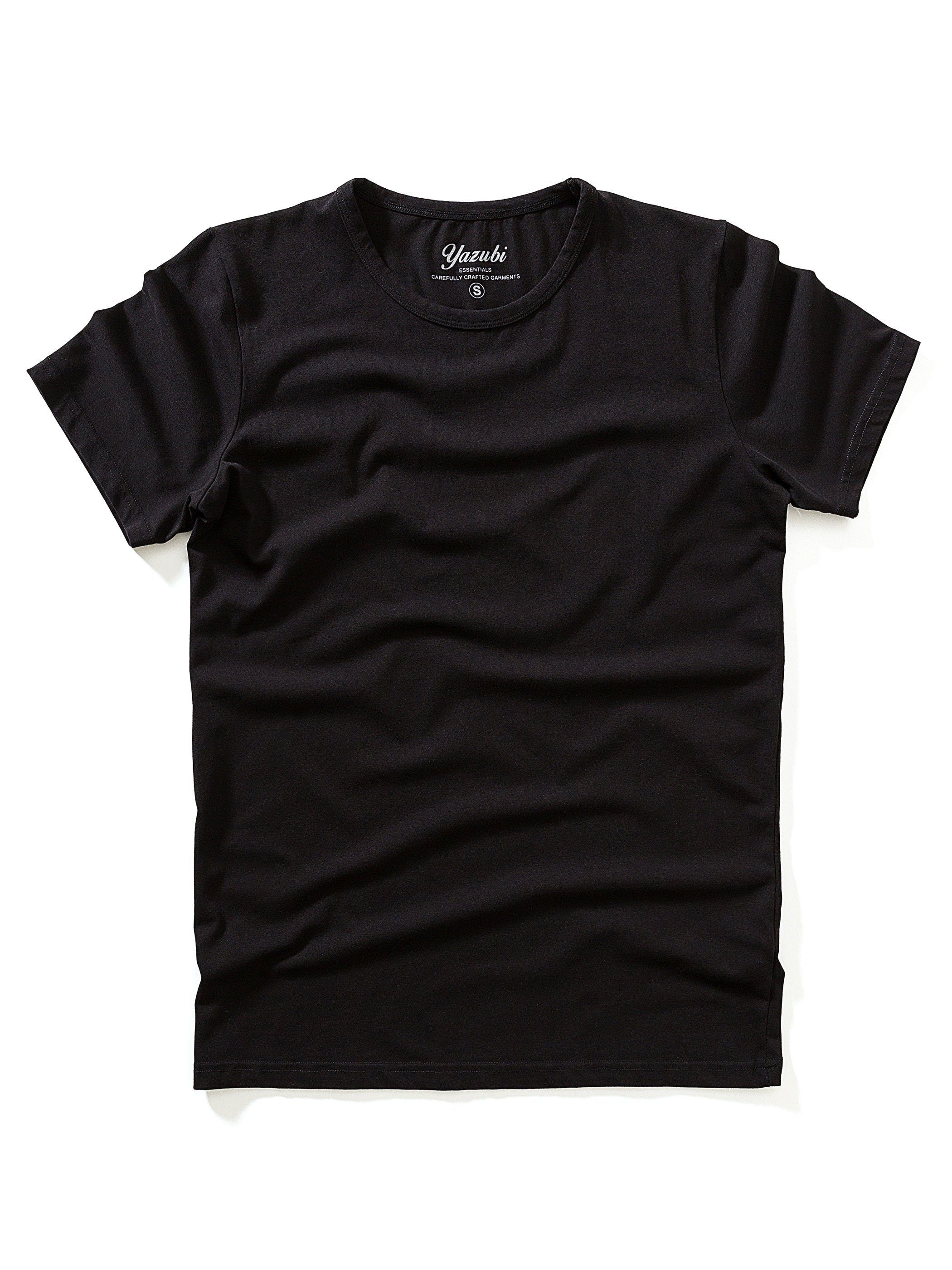 - 194008) Basic Crew T-Shirt Tee Yazubi Yazubi Rundhalsshirt (black Neck Schwarz Mythic modernes (1-tlg)